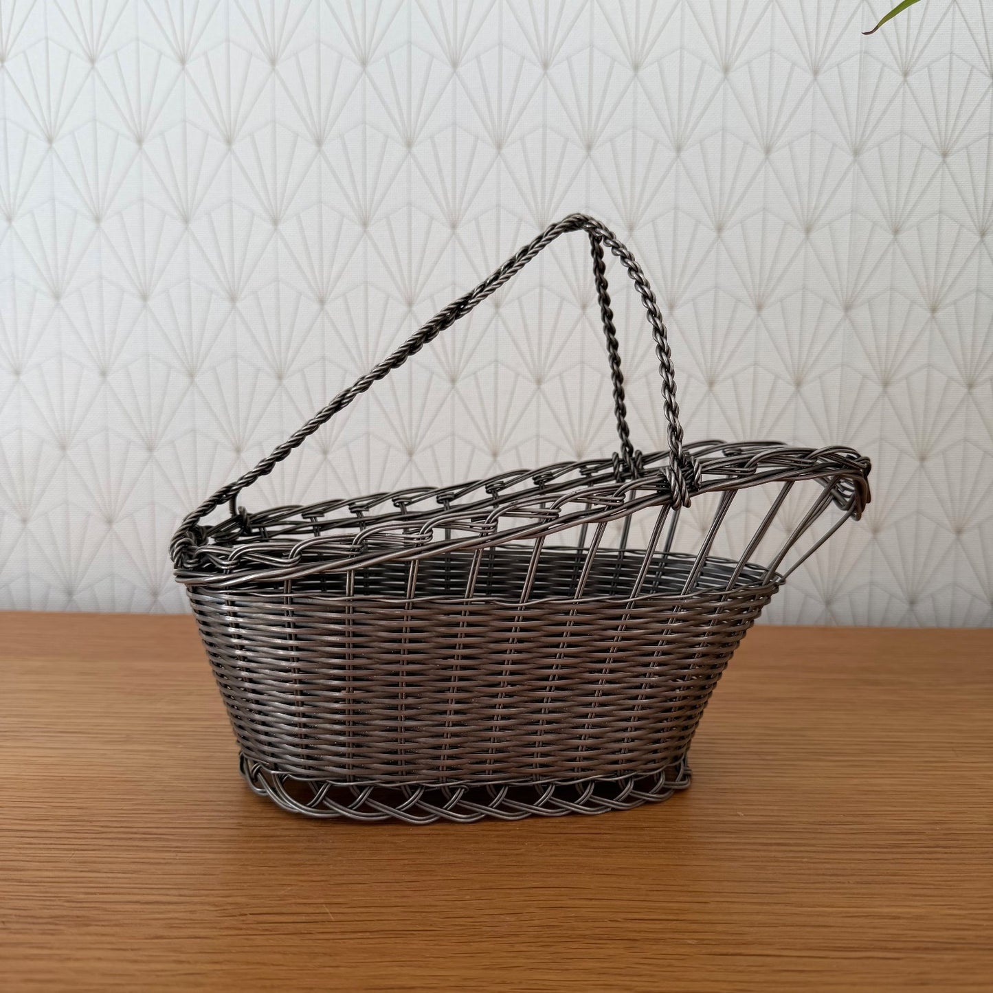 French Silver Plated Basket Wine Bottle Holder Serving Tray Vintage 1302263 Handmade
