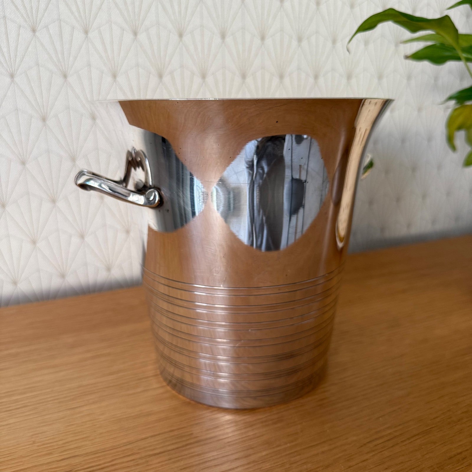 Vintage French Ice Bucket Silverplate Champagne Cooler Ribbed 0912259 Fleamarketfrance : French vintage and antique decor
