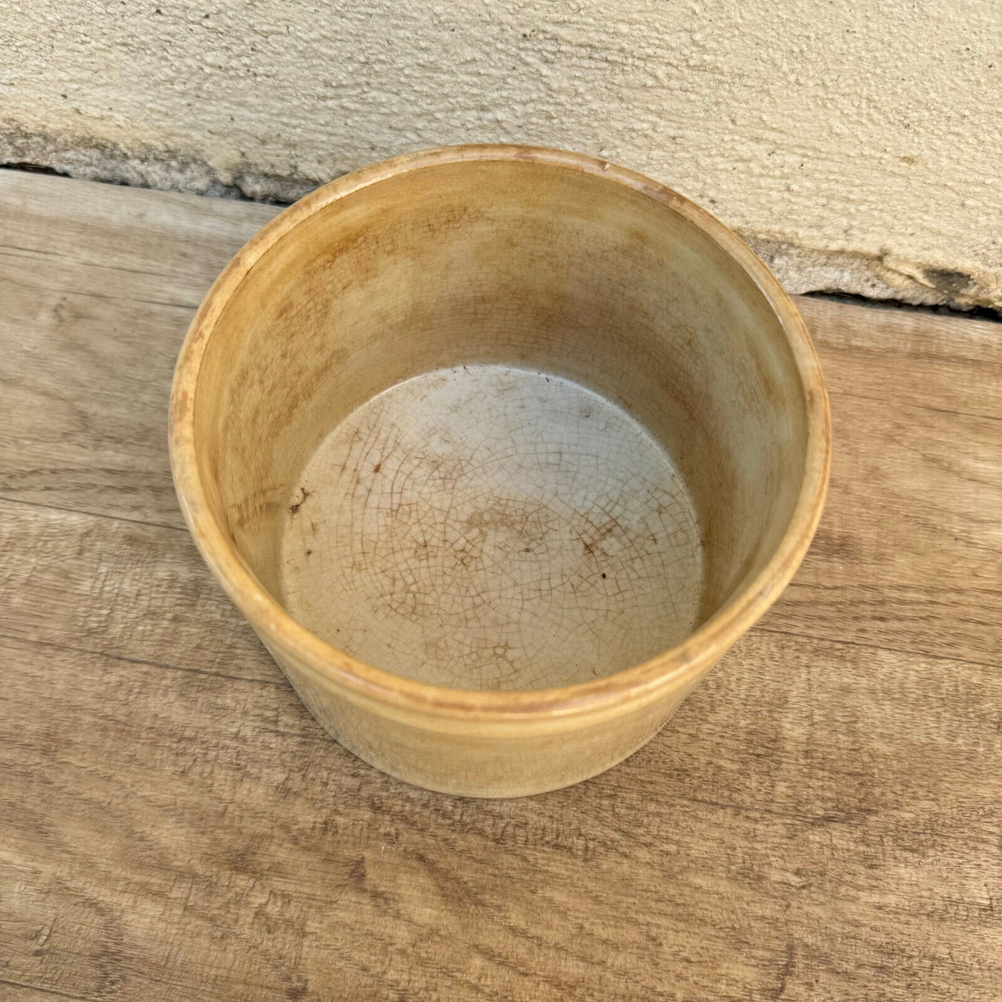 HANDMADE GLAZED White beige FRENCH CONFIT JAM POT SMALL CREIL MONTEREAU 09072412 - Fleamarketfrance