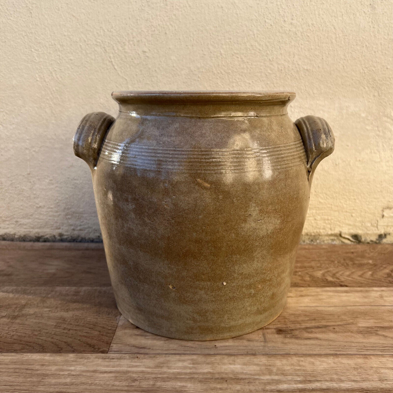 Handmade Glazed Grey beige Vintage French Confit Grease Pot Stoneware  2710247 - Fleamarketfrance