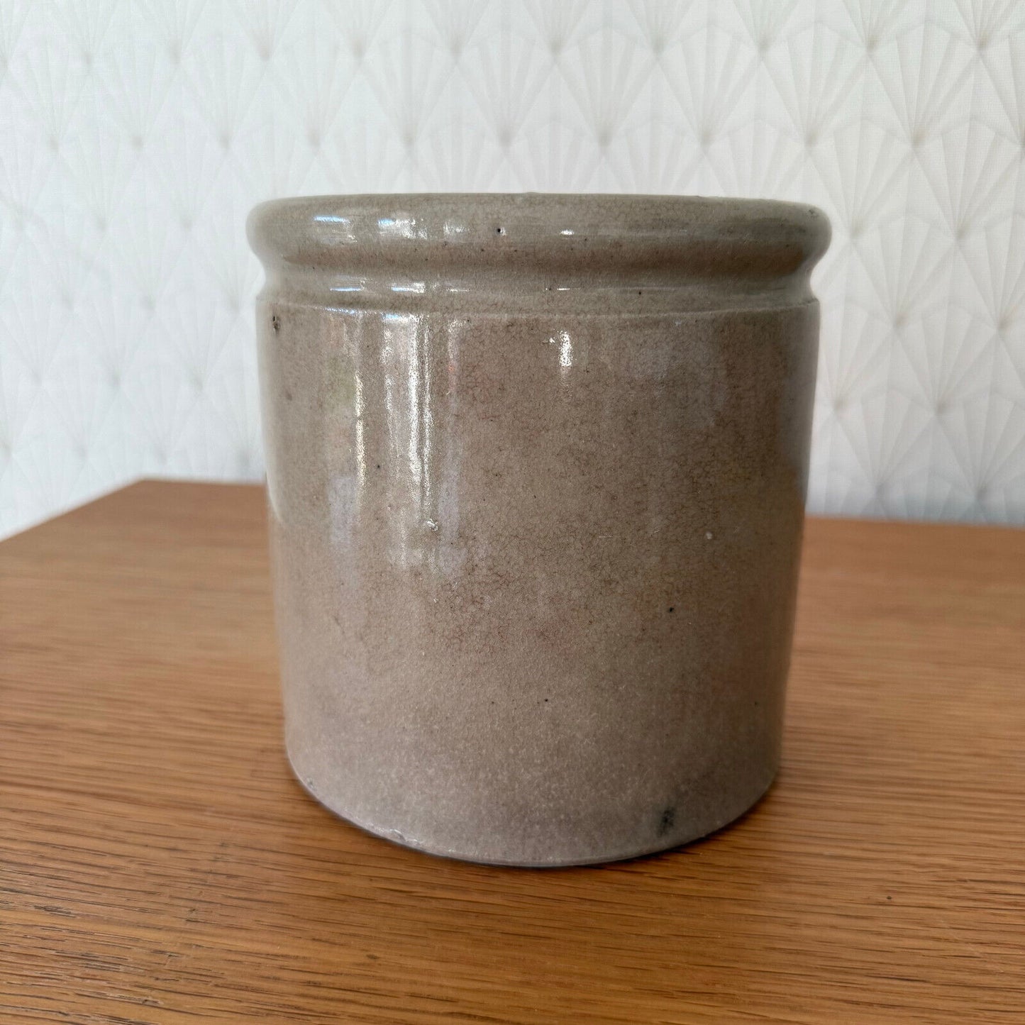 HANDMADE GLAZED GREY ANTIQUE FRENCH CONFIT POT STONEWARE CONFIT GREASE 09112411 - Fleamarketfrance