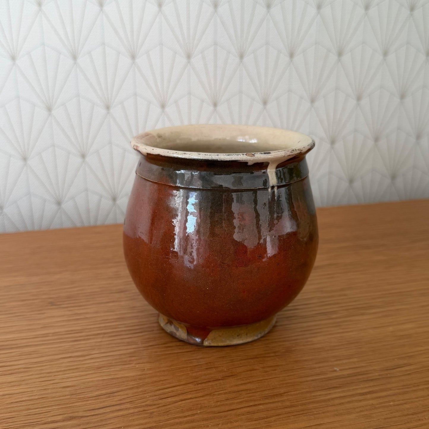 French Honey Pot Brown Glazed Terracotta Pottery c.1900 2101263 Unmarked