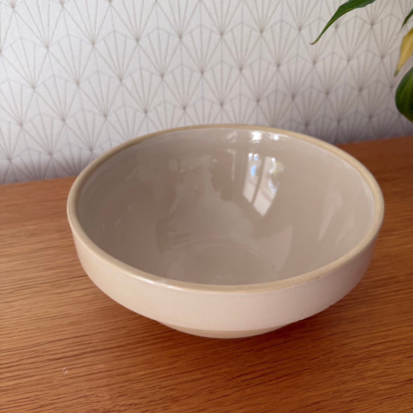 VINTAGE FRENCH STONEWARE SALAD MIXING BOWL TERRINE DIGOIN 8 1/4" 0409254