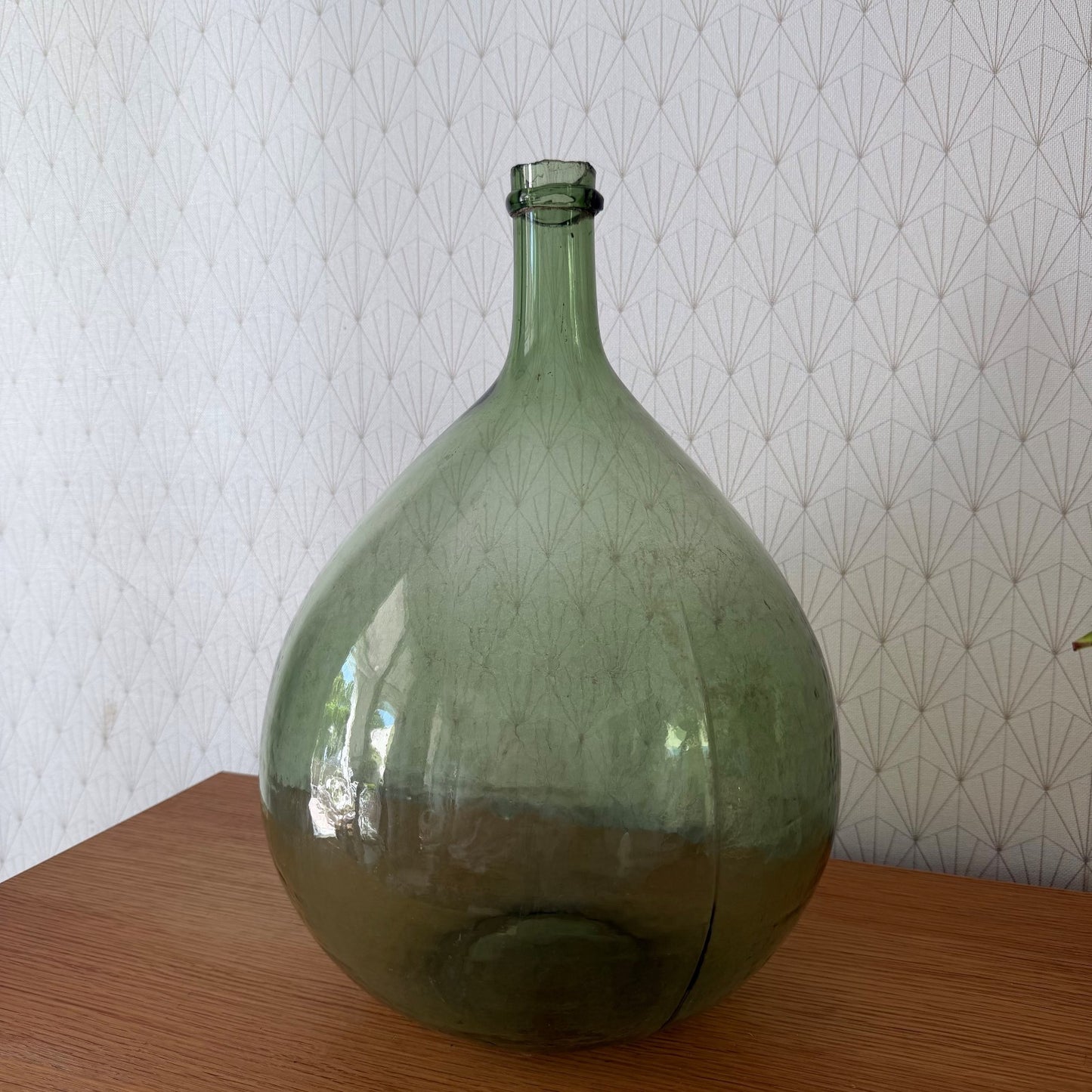 Antique French Dame Jeanne Green Glass Demijohn Wine Bottle 1107263 Fleamarketfrance