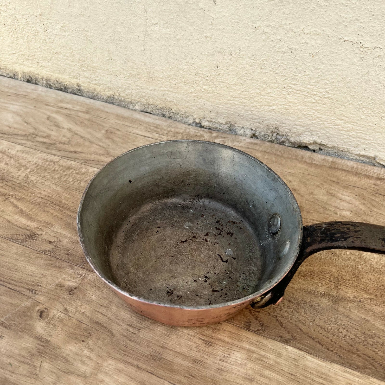 French Copper Saucepan LEJEUNE PARIS Tin Lined 7.25" Vintage 11052212 Unbranded