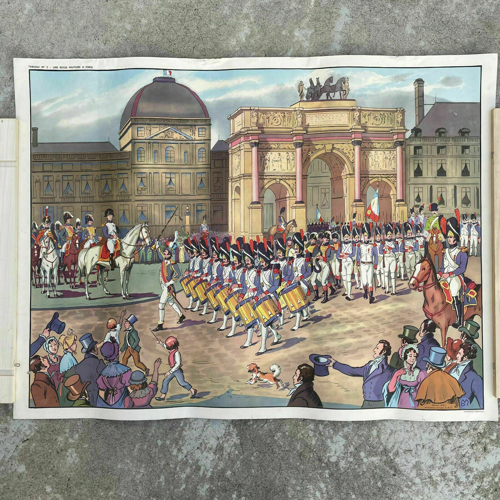 Vintage French History School Poster Two Sides Paris 05112121 - Fleamarketfrance