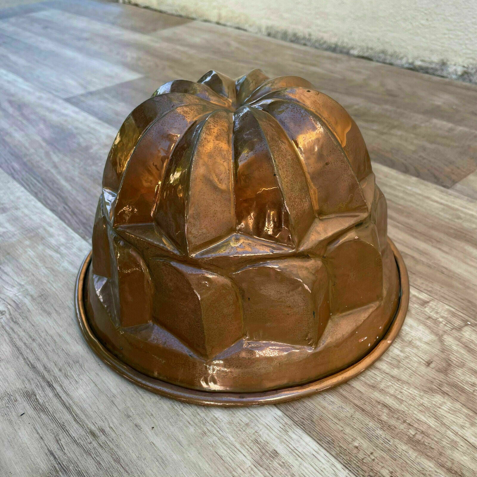 Antique French Copper Mold Tin Lined Pumpkin Bundt Cake Jelly 24072119 Fleamarketfrance