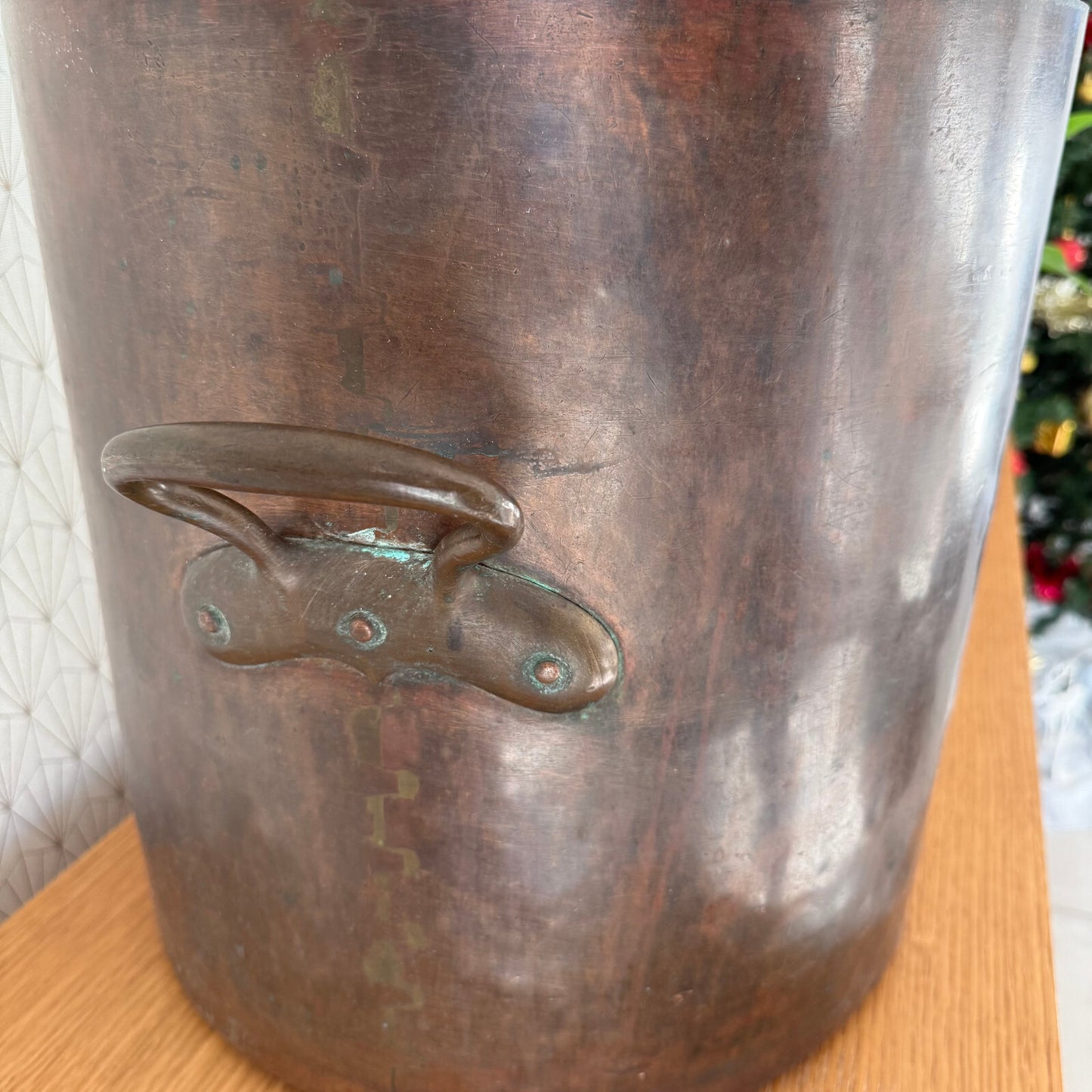 Antique French Copper Stock Pot Large Professional Cookware 15.75" 0112241 Fleamarketfrance