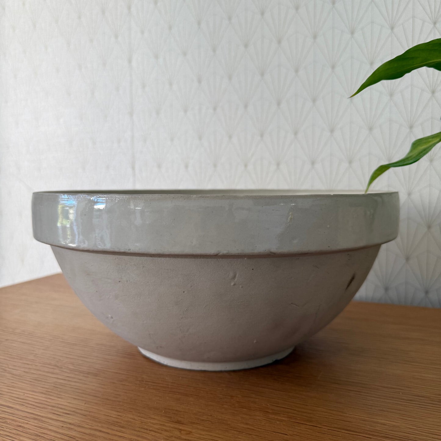 VINTAGE FRENCH STONEWARE SALAD MIXING BOWL TERRINE 13" 1904255