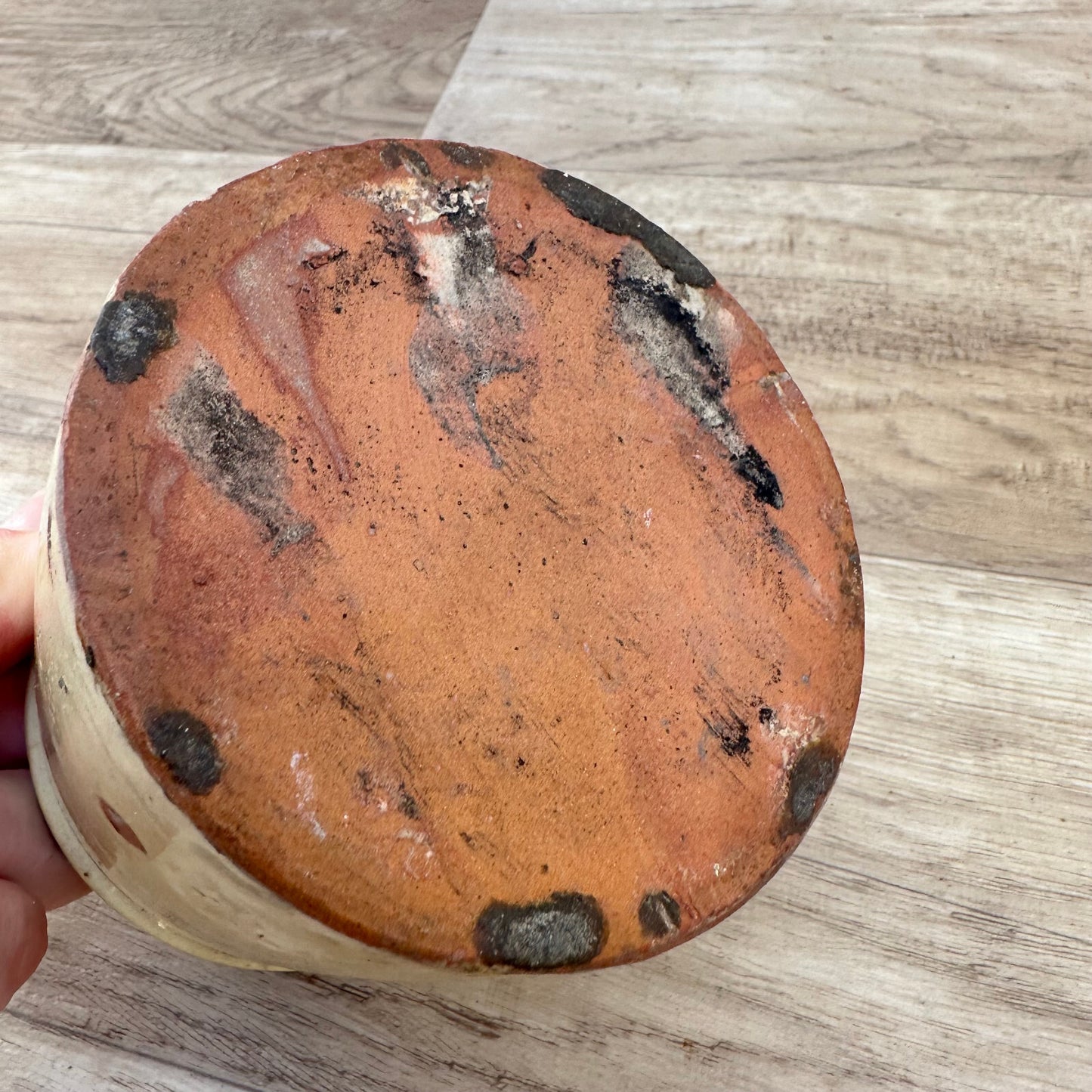 Antique French Jam Pot Yellow Terracotta Handmade Pottery 0703252 Unmarked