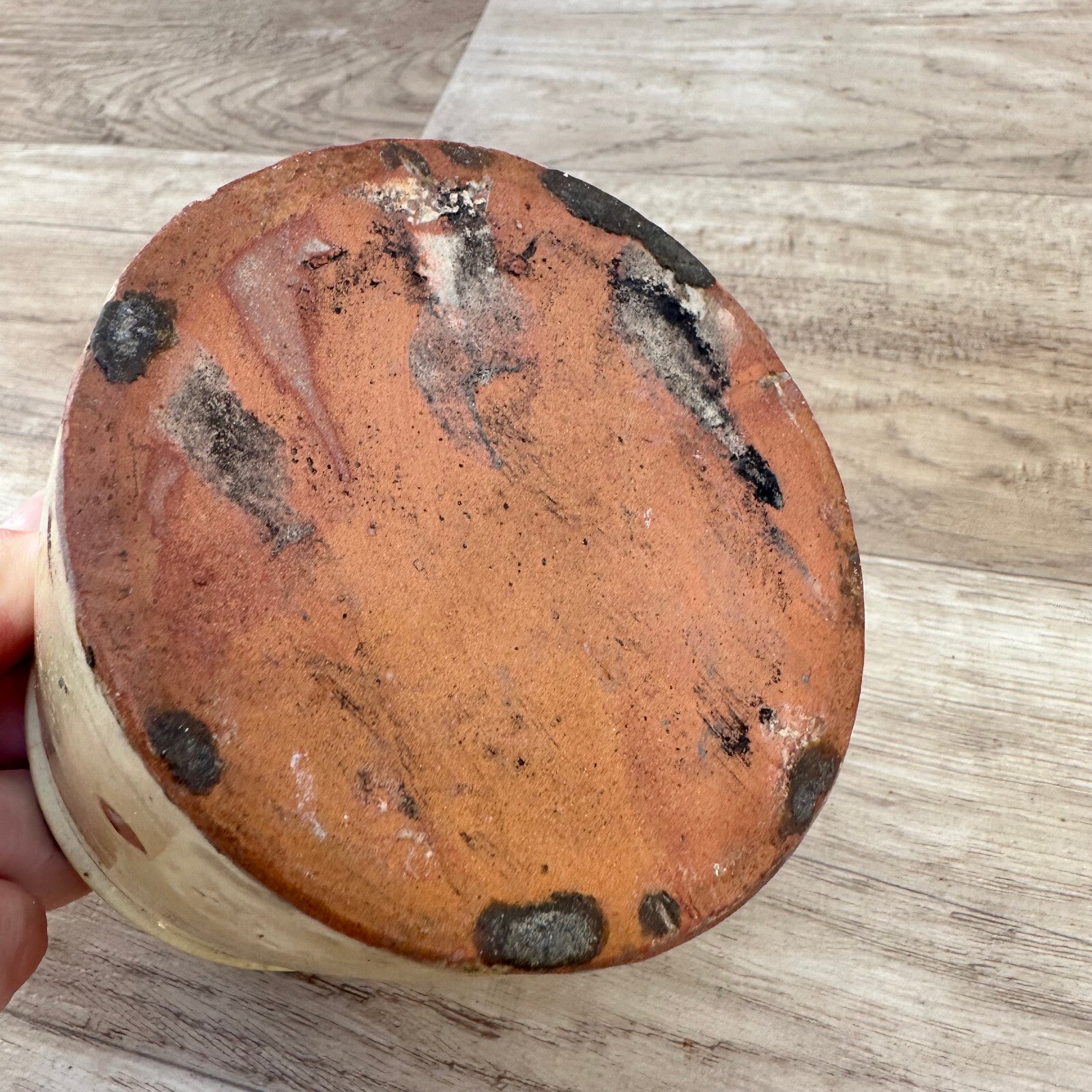 Antique French Jam Pot Yellow Terracotta Handmade Pottery 0703252 Unmarked