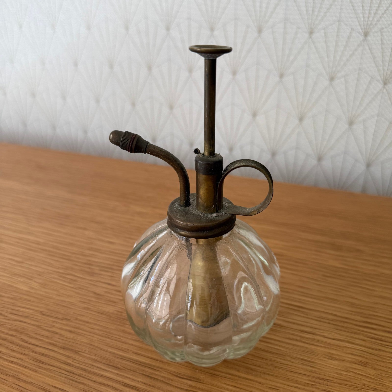 French Vaporiser Glass Ribbed Brass Top Vintage Plants 1907253 Fleamarketfrance