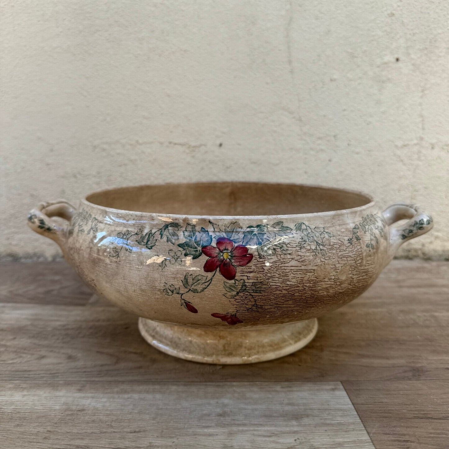 French tureen Longchamps ALTEA earthenware flowers fruits bowl 2309247 Fleamarketfrance
