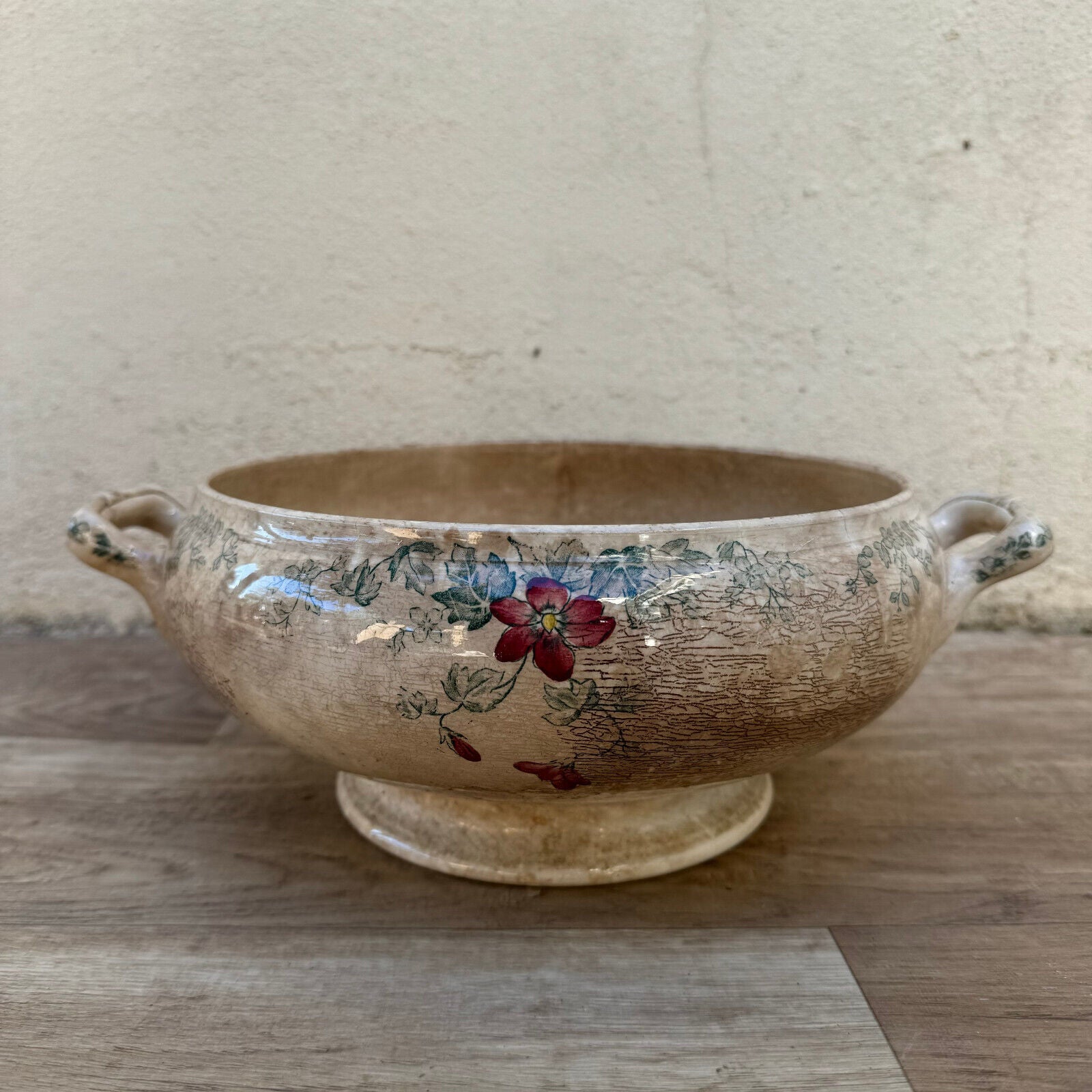 French tureen Longchamps ALTEA earthenware flowers fruits bowl 2309247 Fleamarketfrance