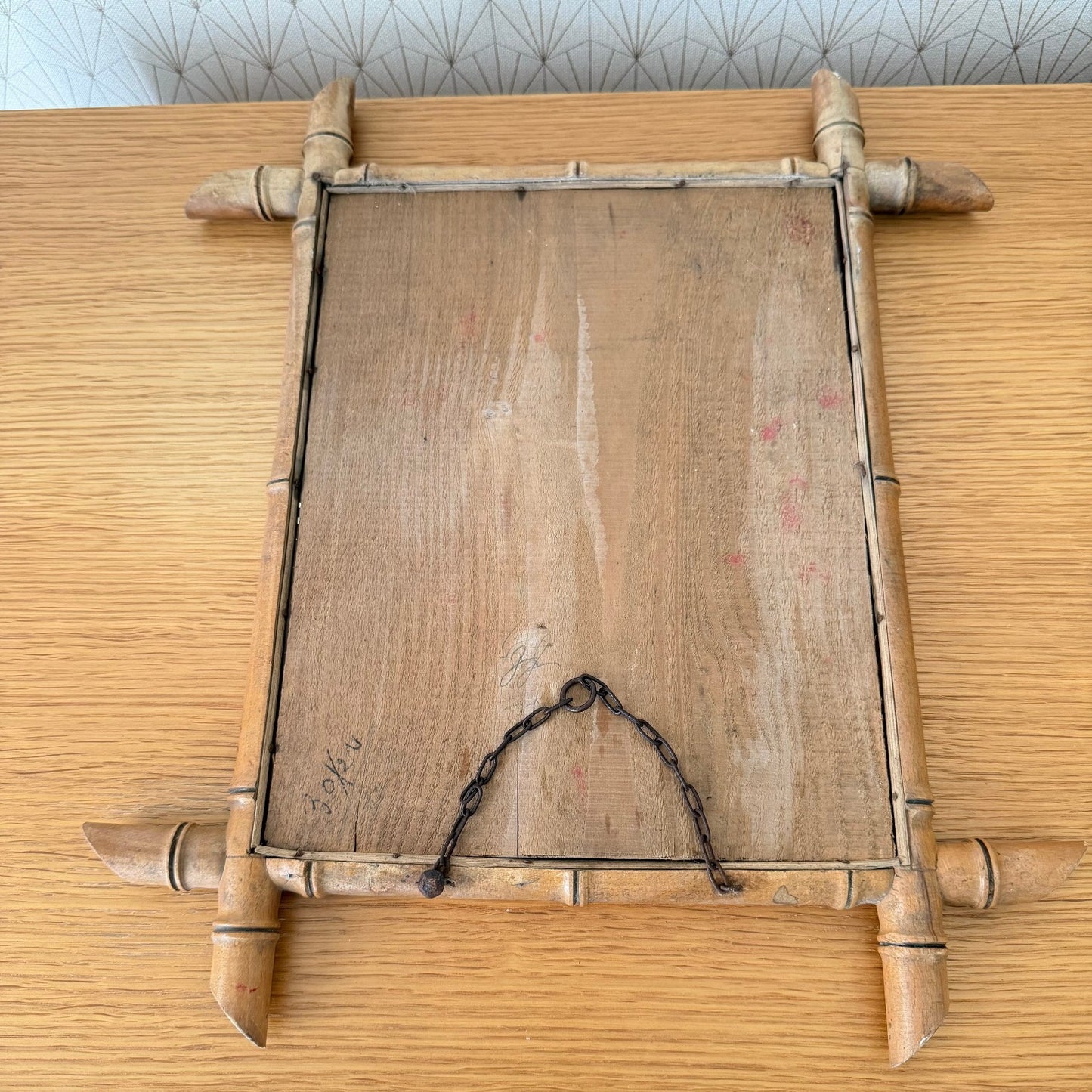 Vintage French wood faux bamboo  WALL-HANGING MIRROR 0210252