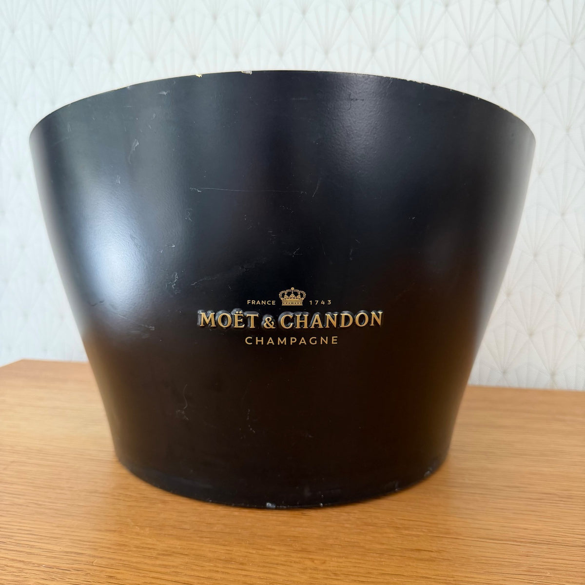 French Champagne Ice Bucket Black Metal Wine Cooler Moet chandon 04092615