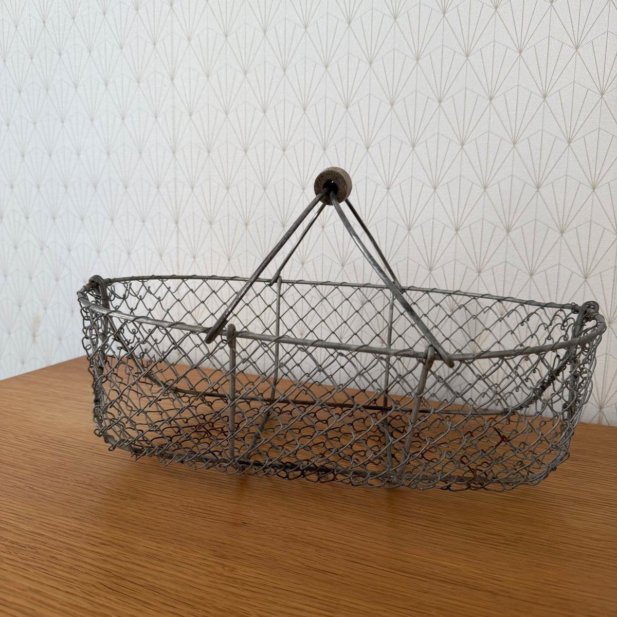 French Wire Basket Harvesting Vintage 0409266