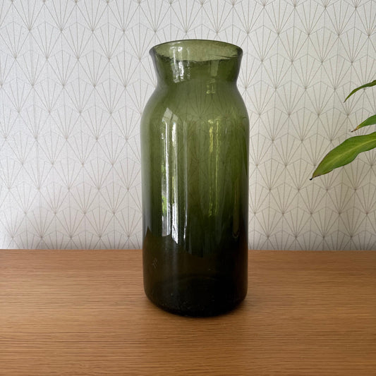 Antique French Hand Blown Green Glass Pickling Truffle Bocal Jar 11 1/2"08092510