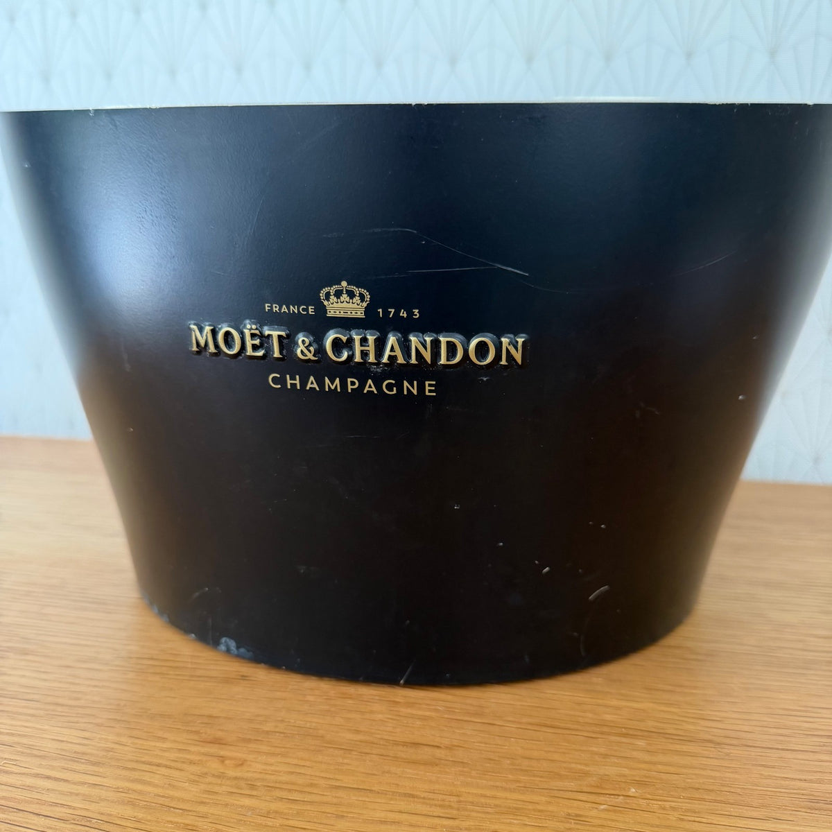 French Champagne Ice Bucket Black Metal Wine Cooler Moet chandon 04092610
