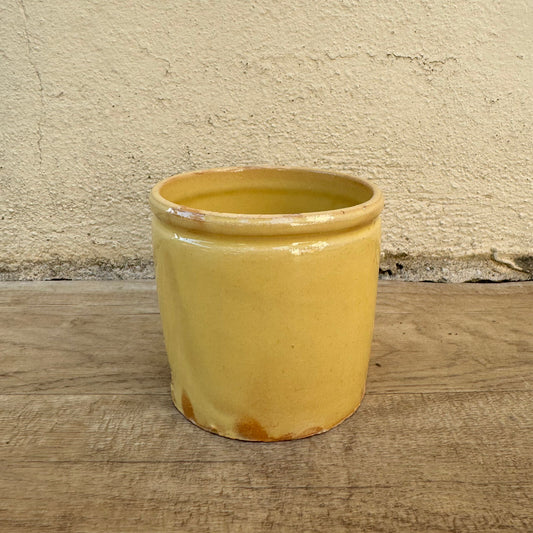 Antique French Confit Pot Yellow Glazed Terracotta Crock 09072415 Unmarked
