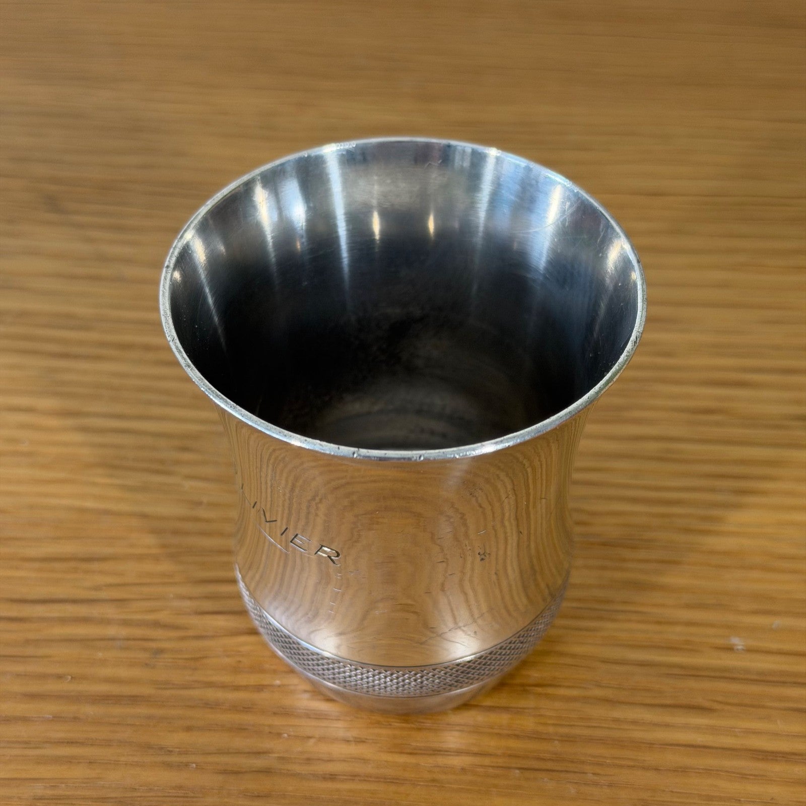 Christofle Silverplate Timbale Cup Engraved Olivier French Silver 2201263 Fleamarketfrance : French vintage and antique decor