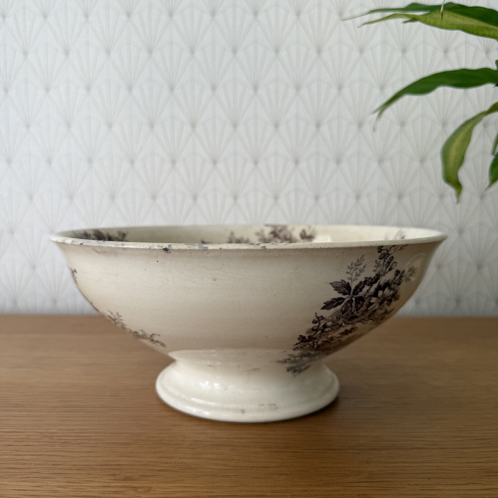French fruits bowl compotier piedouche Pompadour Boulenger pedestal 0406259 Fleamarketfrance