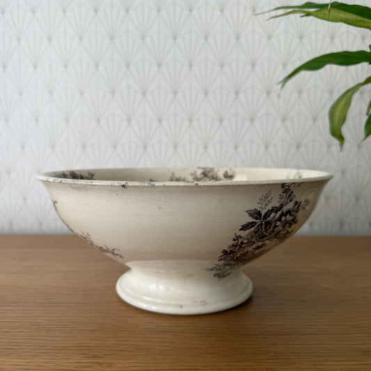 French fruits bowl compotier piedouche Pompadour Boulenger pedestal 0406259 Fleamarketfrance