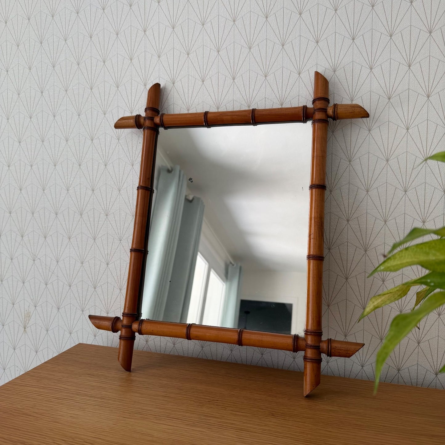 Vintage French Faux Bamboo Wall Mirror Wood Frame 1906262 Fleamarketfrance