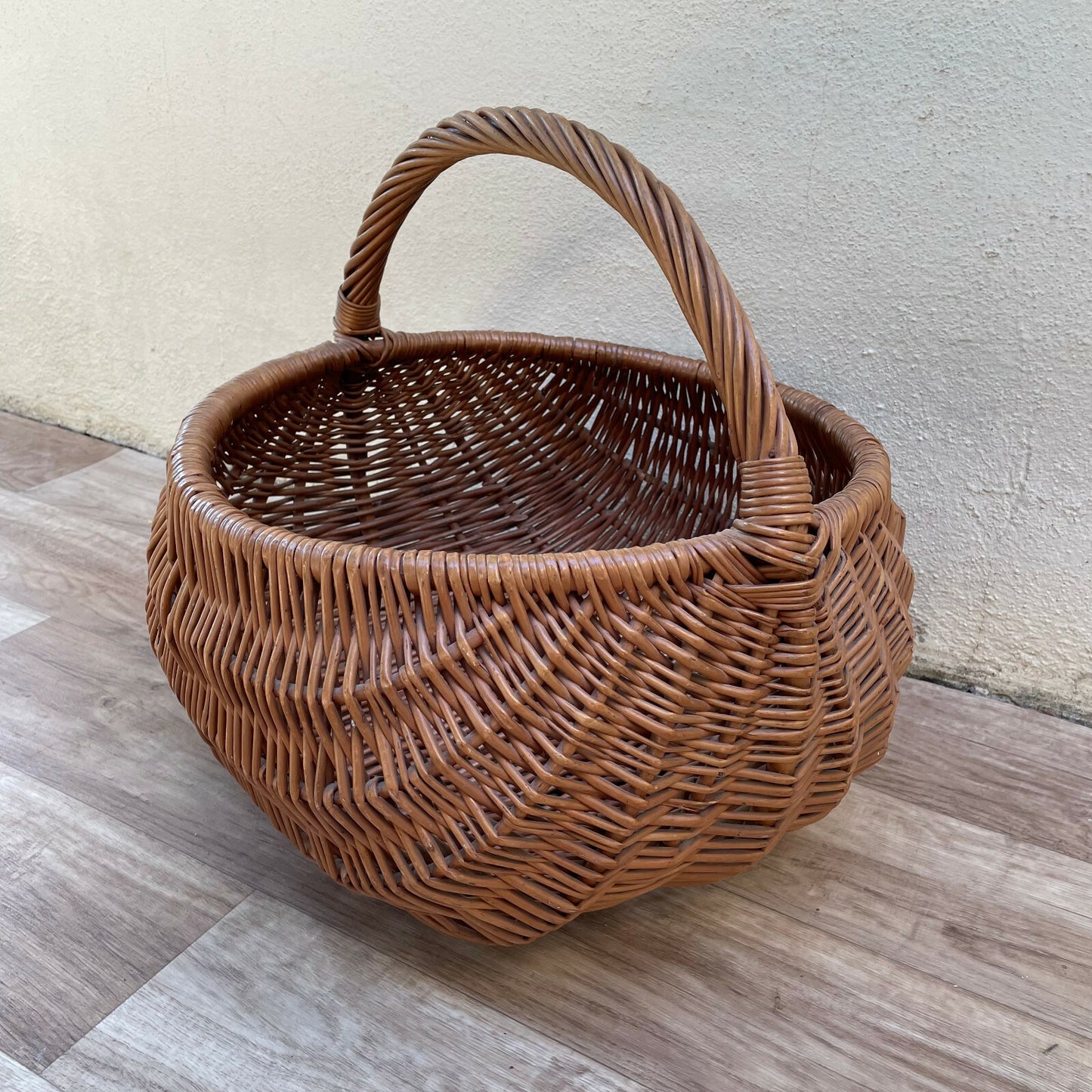 French Wicker Market Basket Vintage Rattan Shopping Gathering 2402223 Fleamarketfrance