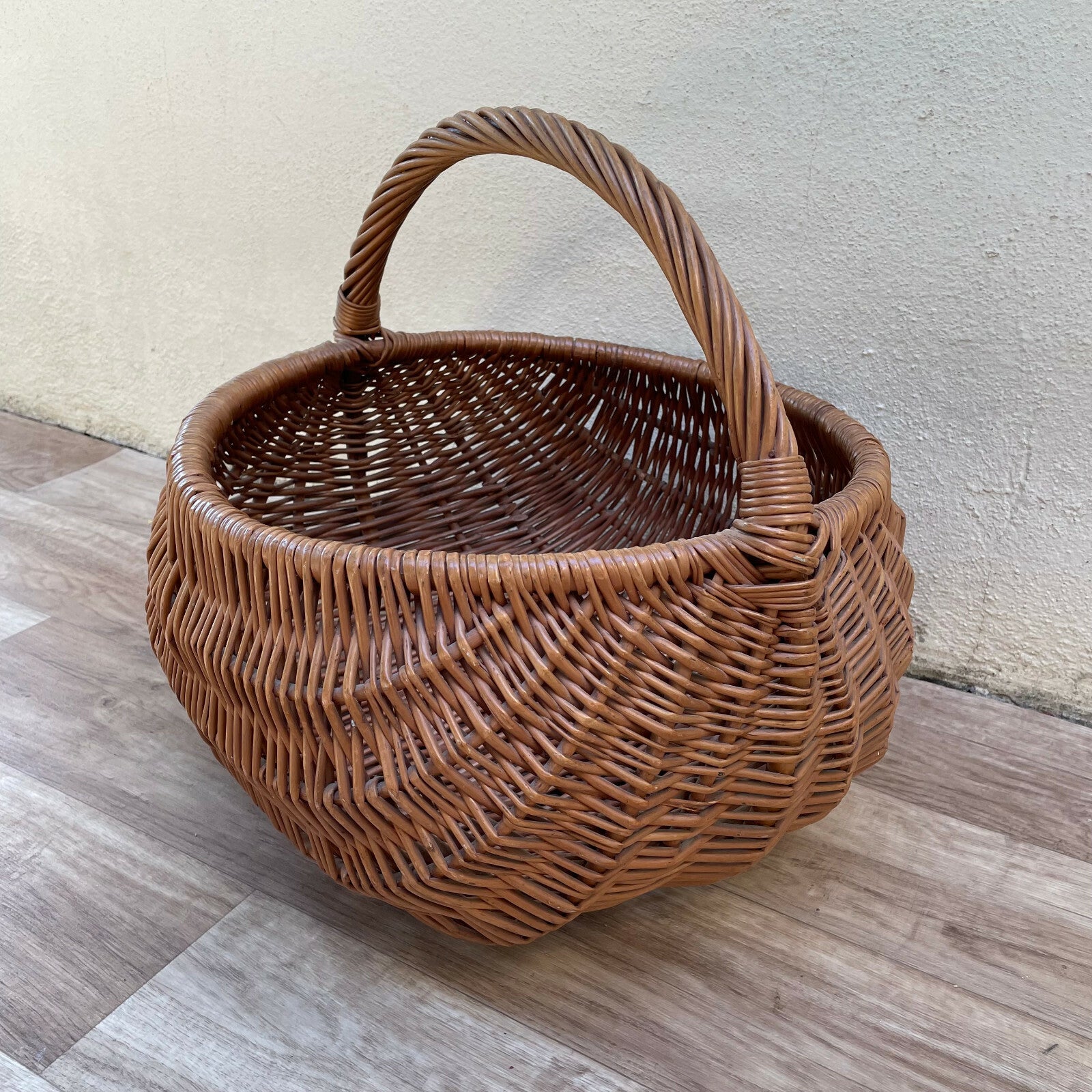 French Wicker Market Basket Vintage Rattan Shopping Gathering 2402223 Fleamarketfrance