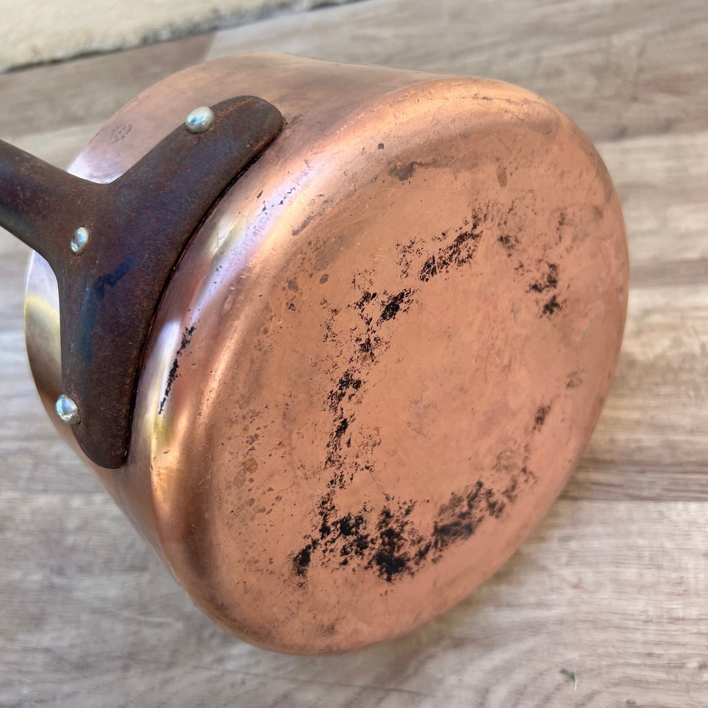 French Copper Saucepan Villedieu CVD Tinned Professional 8.25" 08082211 Unbranded