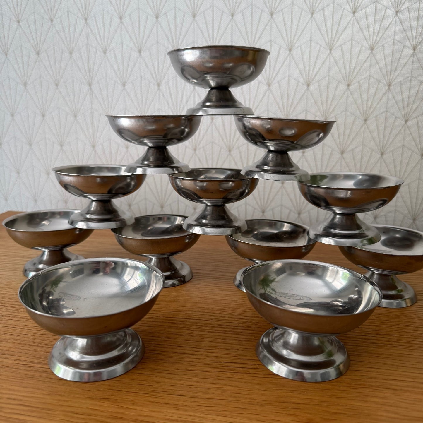 Set Of 12 Vintage Inox European Stainless Goblet Ice Cream Cup 0807252 Stainless