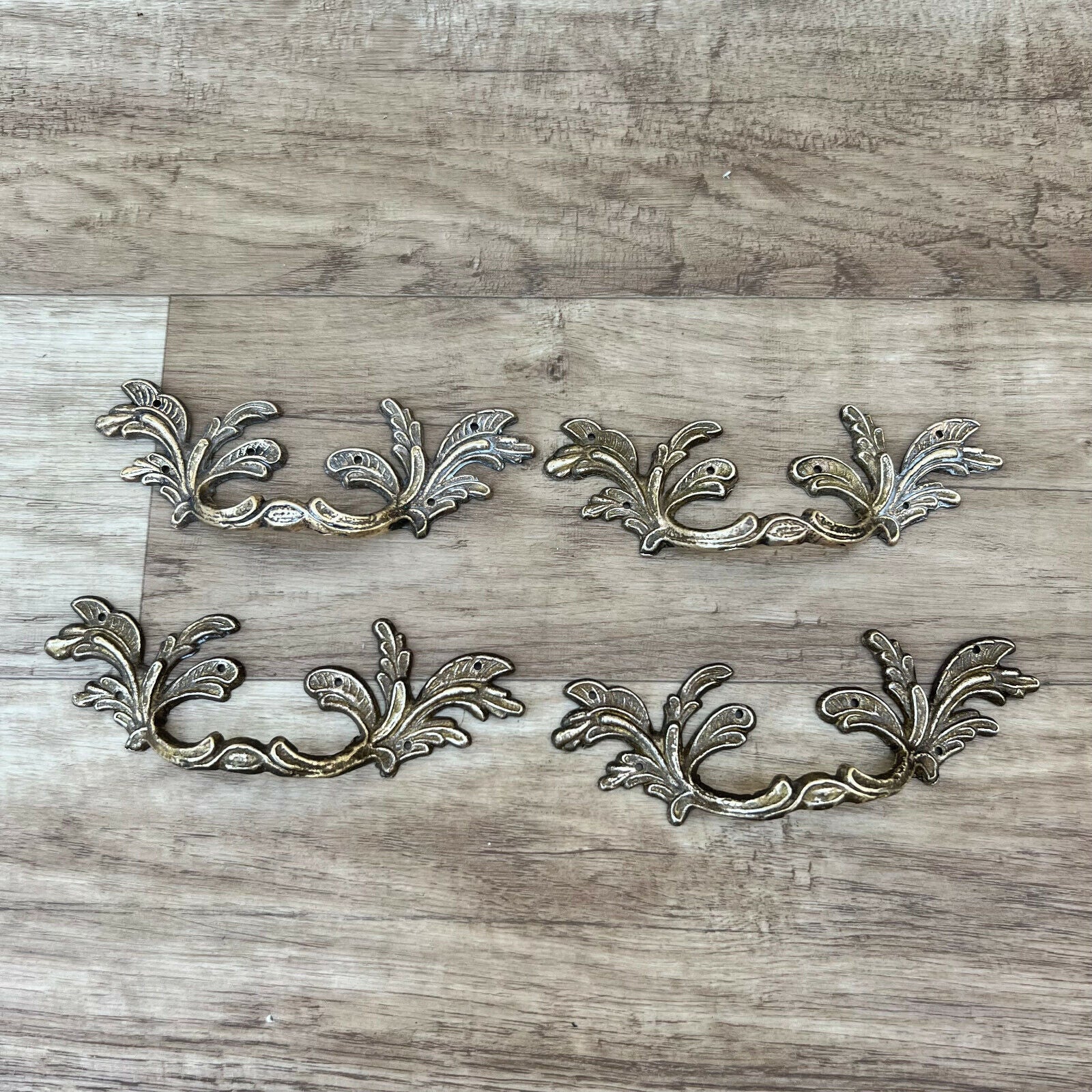 5" French Provincial drawer pulls Shabby Chic Handle Brass Lot of 4 2305228 - Fleamarketfrance