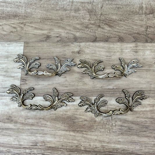 5" French Provincial drawer pulls Shabby Chic Handle Brass Lot of 4 2305228 - Fleamarketfrance