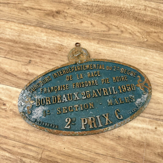 French Vintage Agricultural Award Plaque Bordeaux 1956 Trophy 04052322 Fleamarketfrance