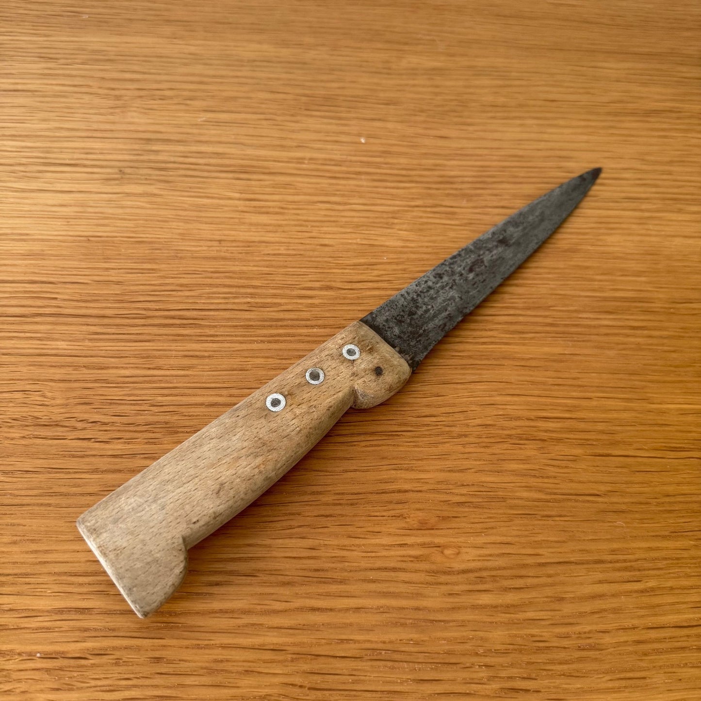 French Vintage Butcher Knife Wood Handle Carbon Steel Kitchen 11.5" 3007254 Unbranded