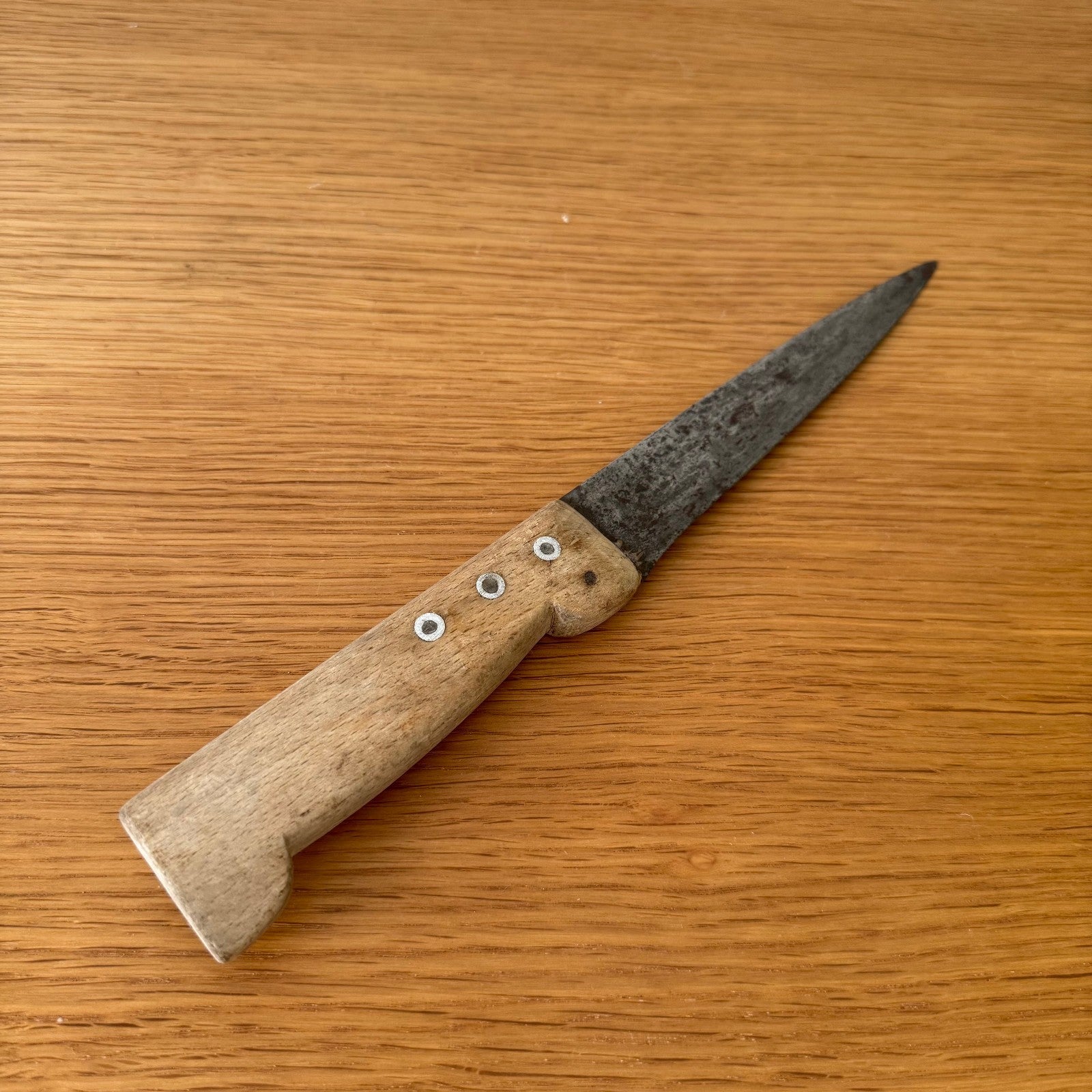 French Vintage Butcher Knife Wood Handle Carbon Steel Kitchen 11.5" 3007254 Unbranded