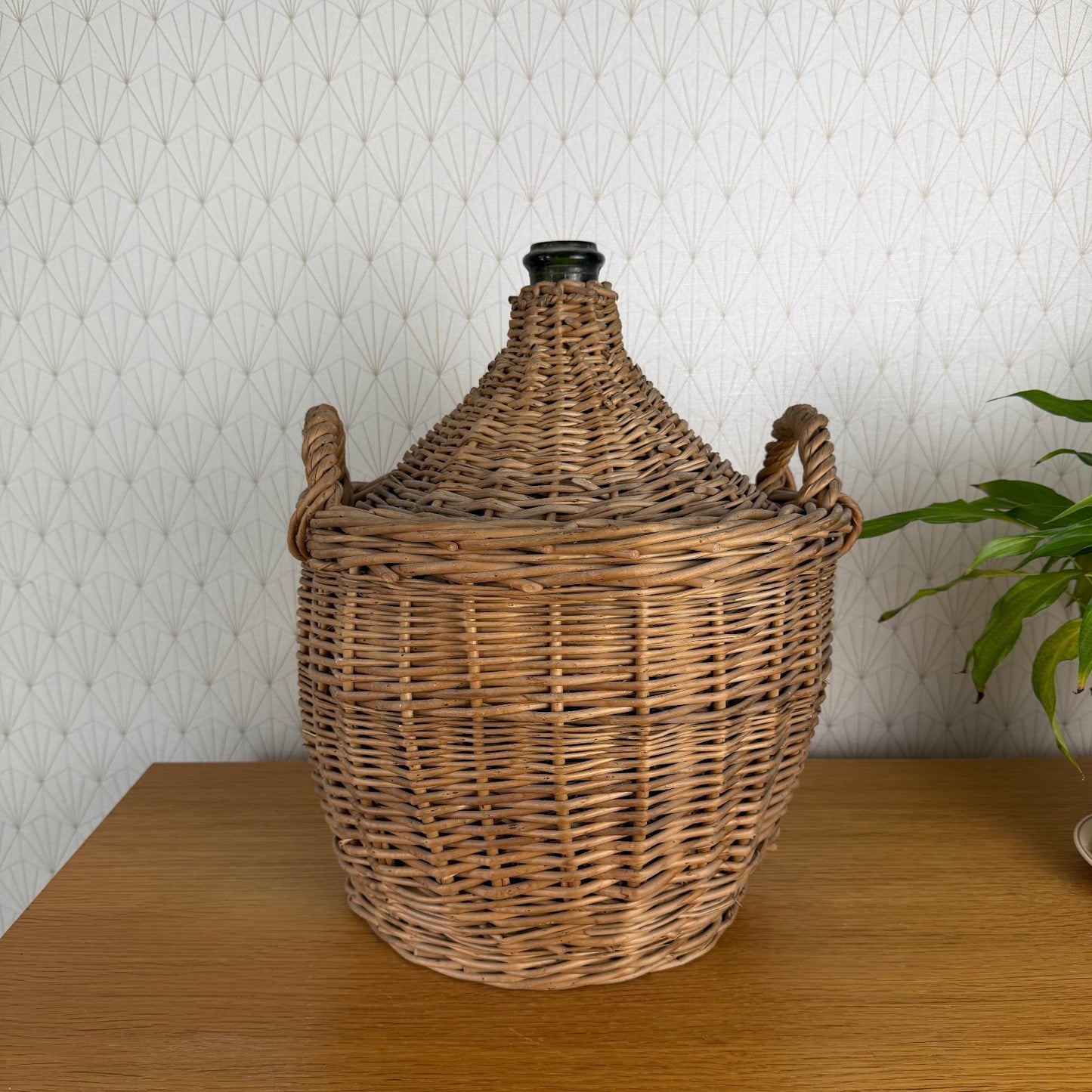 Old French Green Dame Jeanne Demi John Carboy Bottle bonbonne whicker 2910251