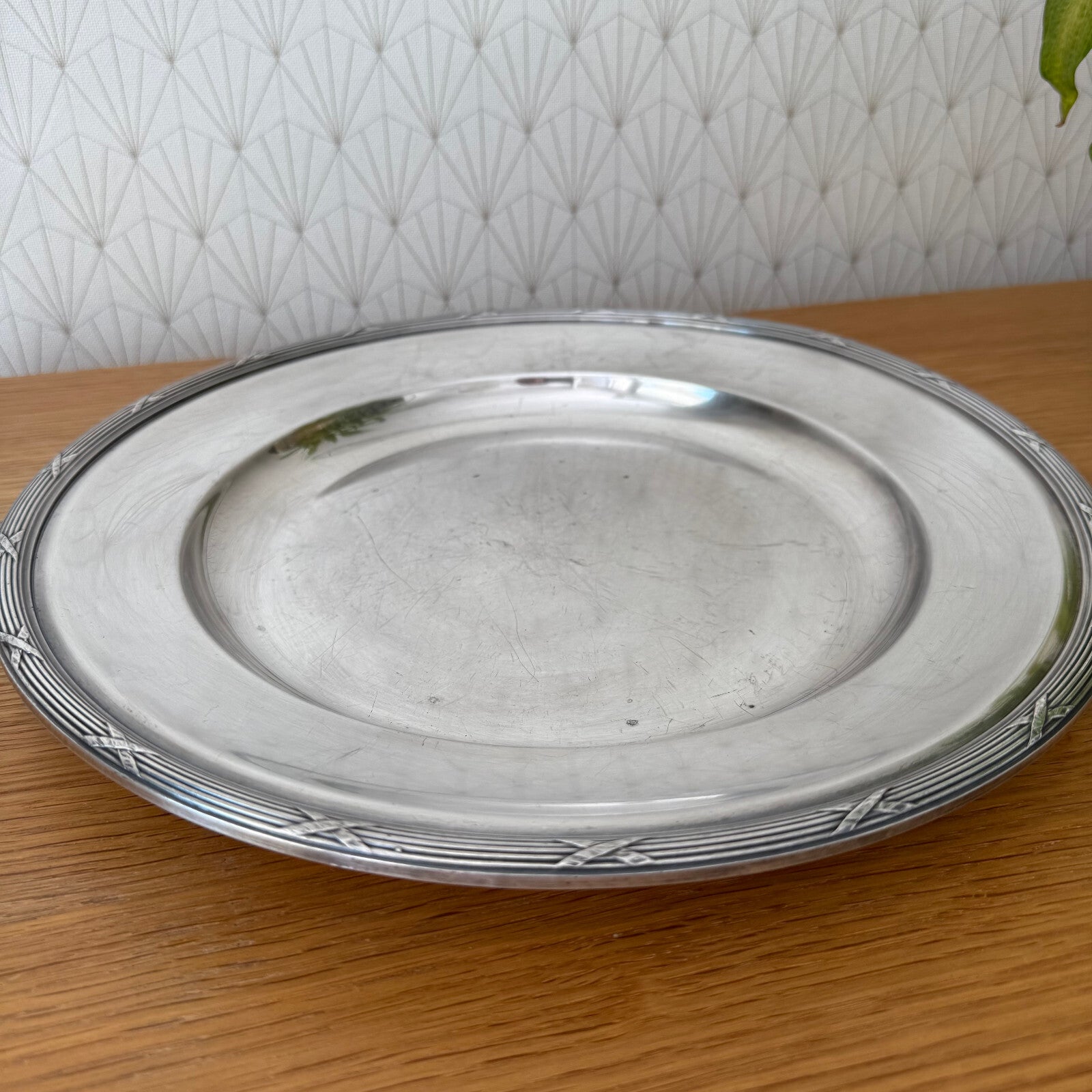 Vintage Christofle Paris Silver Plated Serving Tray Round 14" French 0905253 Christofle