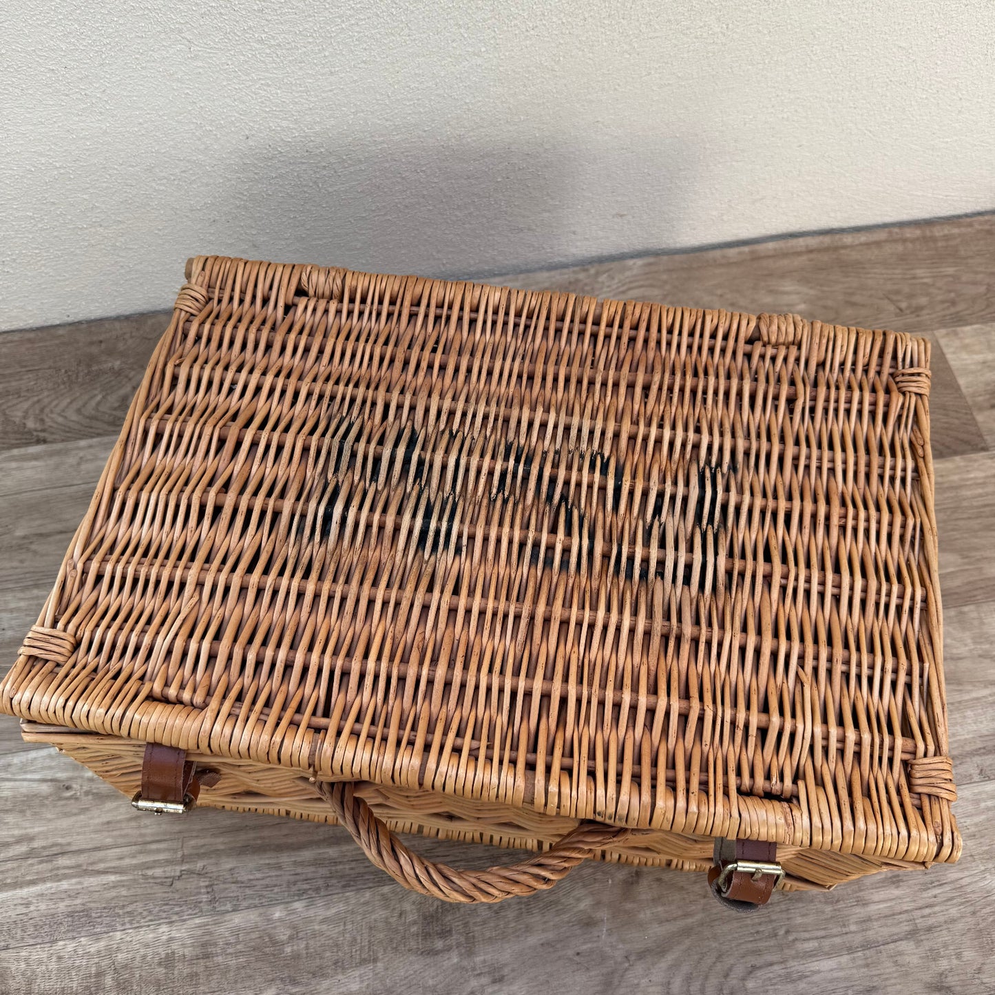 Vintage French Wicker Wicker Picnic Basket Large 1308252* Unbranded