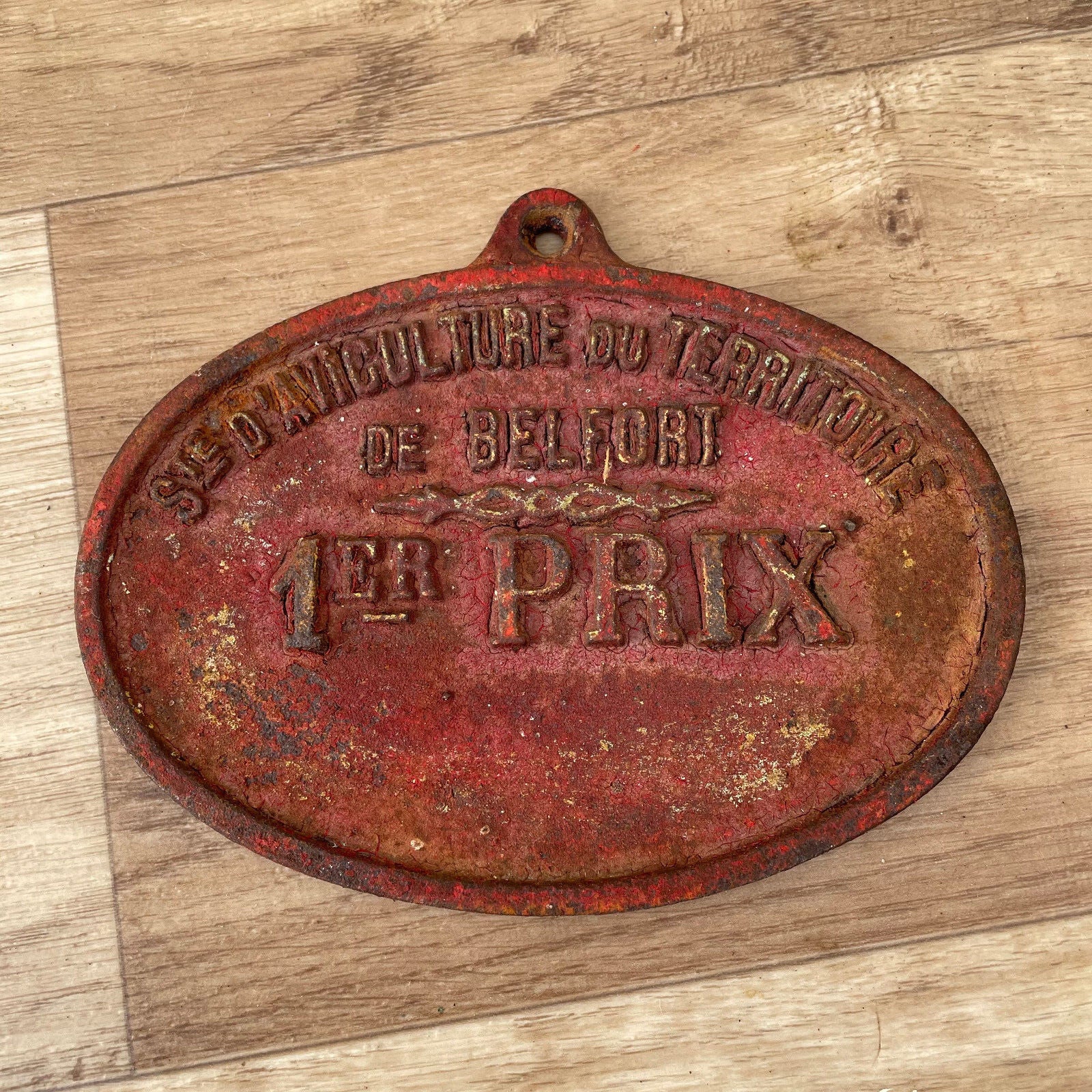 French Agricultural Prize Cast Iron Plaque Belfort Trophy Antique 1103254 Fleamarketfrance