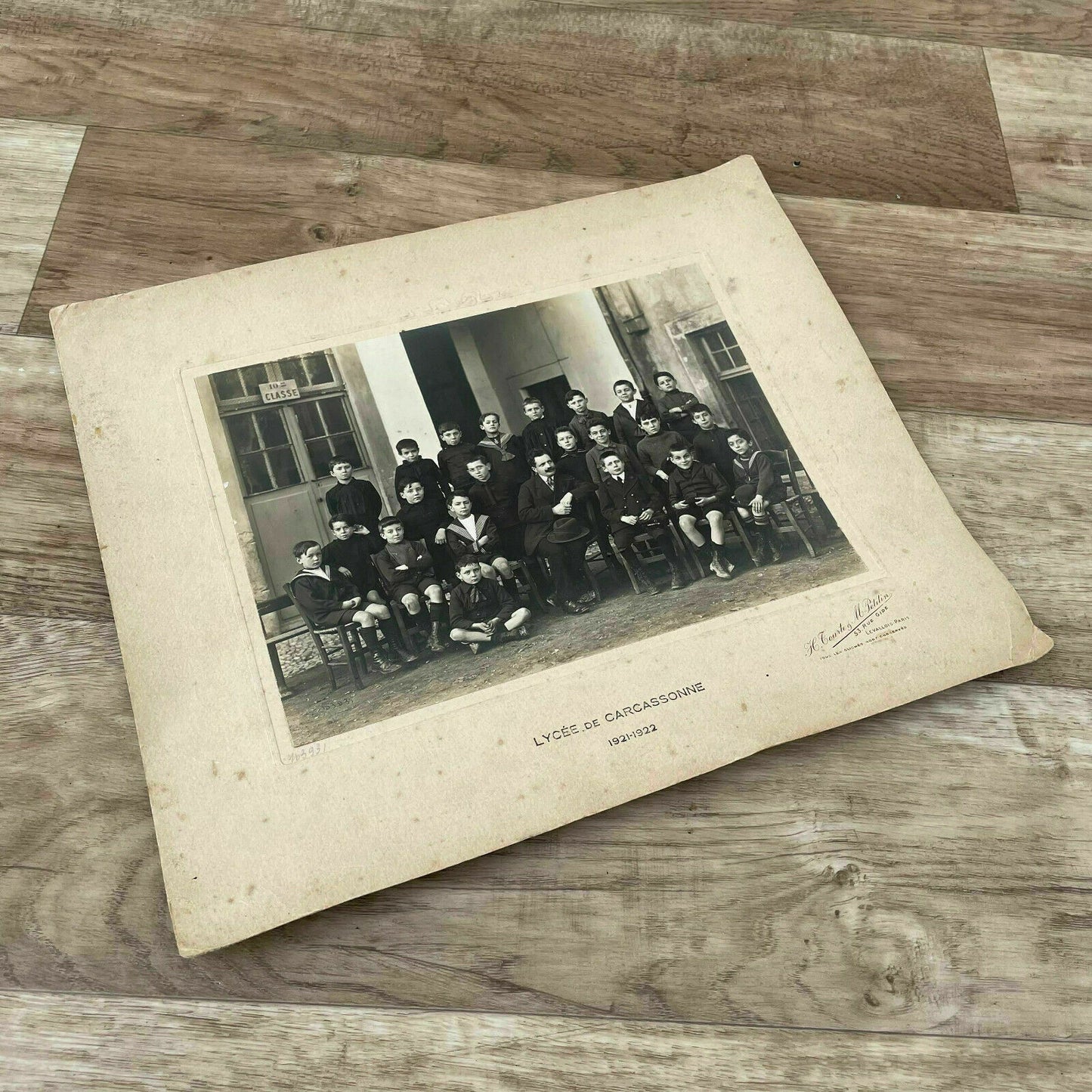 Vintage French School Class Getting Picture Photo Carcassonne 1922 15022122 - Fleamarketfrance