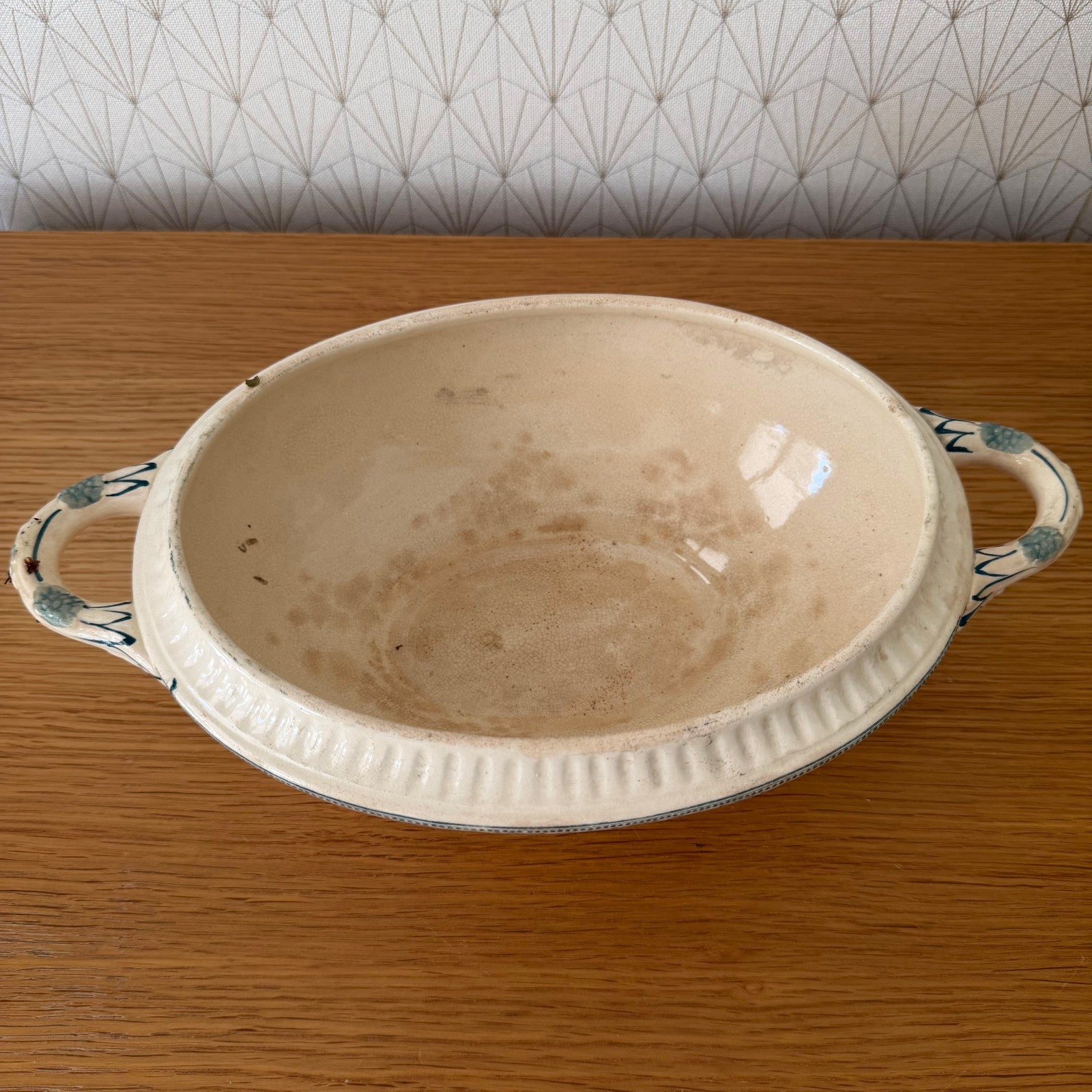 French Antique White Earthenware Tureen Terre de Fer Serving Bowl 2805266 Fleamarketfrance