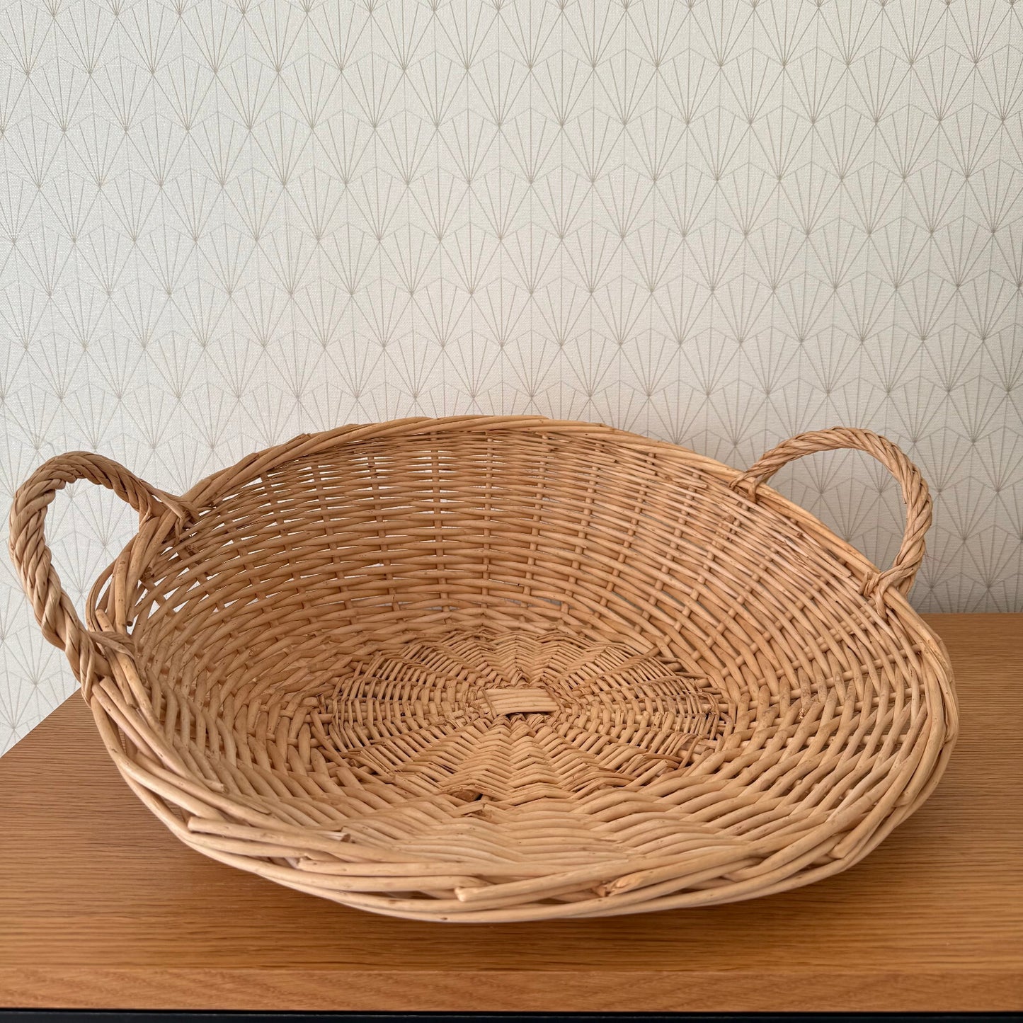 French Wicker Basket Vintage Rattan Oval Bakery Display Handles 1102254 Fleamarketfrance
