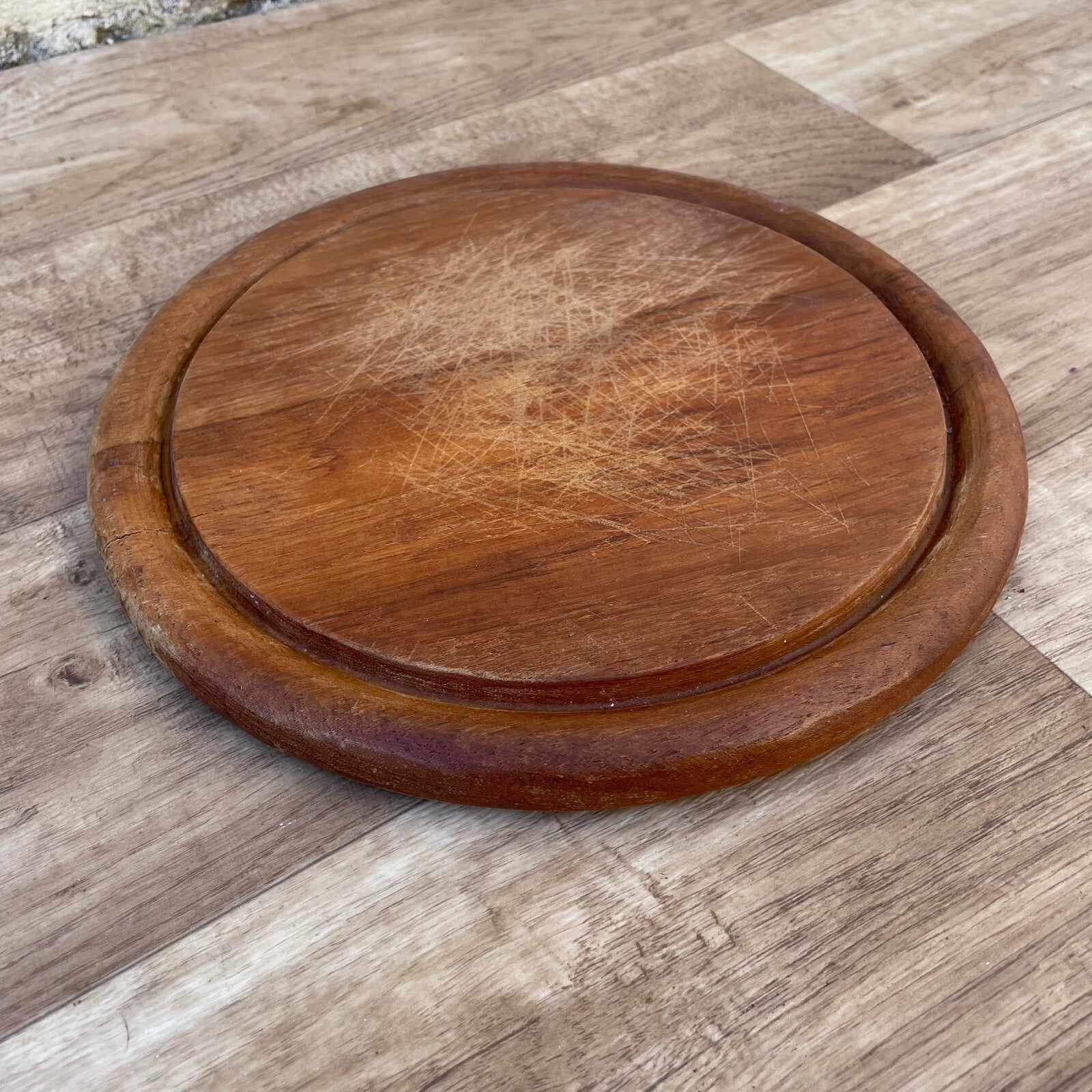 French Wooden Cutting Board Vintage Round Kitchen Bread Chopping 2210248 Antique