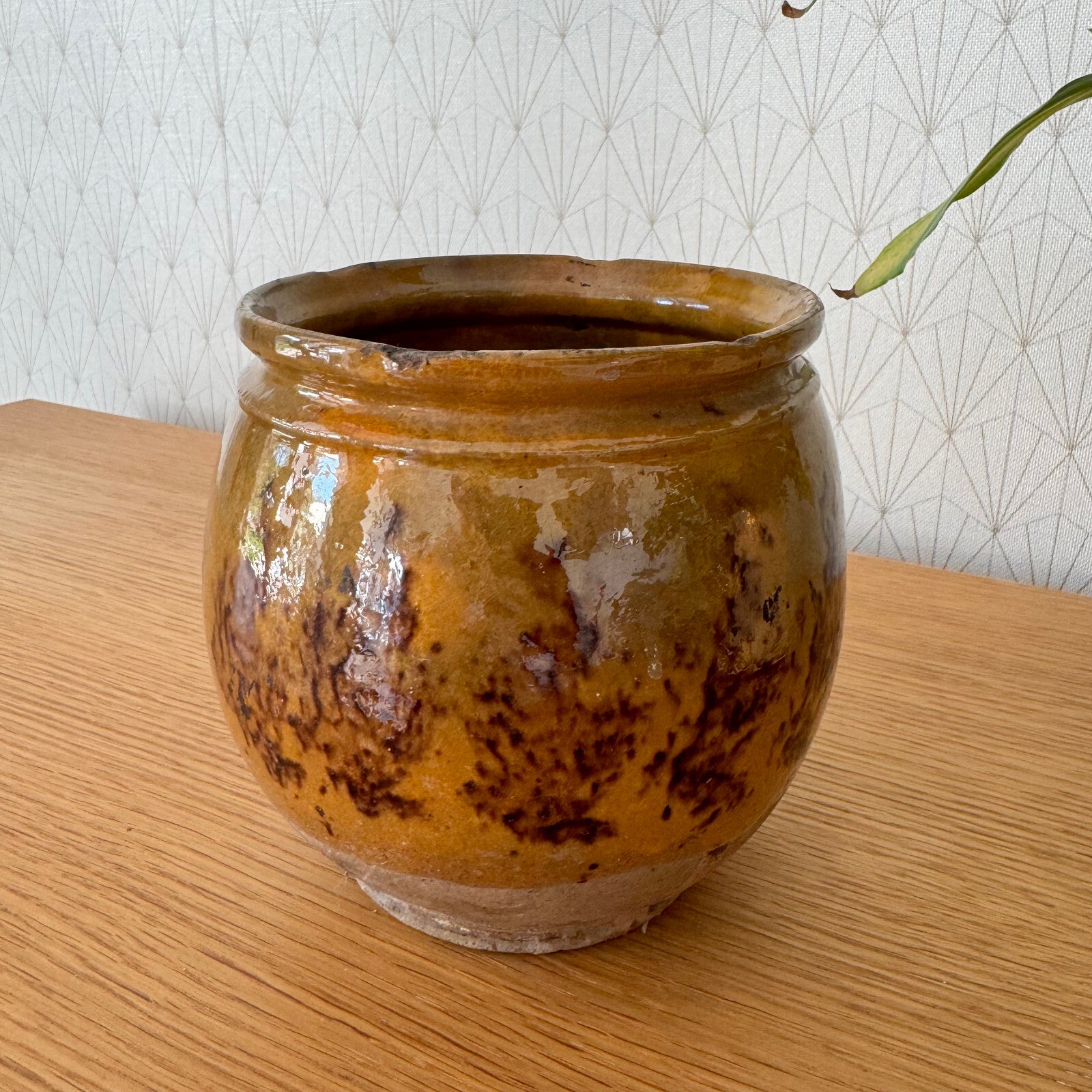 Vintage French Confit Pot Yellow Glazed Stoneware Pottery 15062412 Unmarked