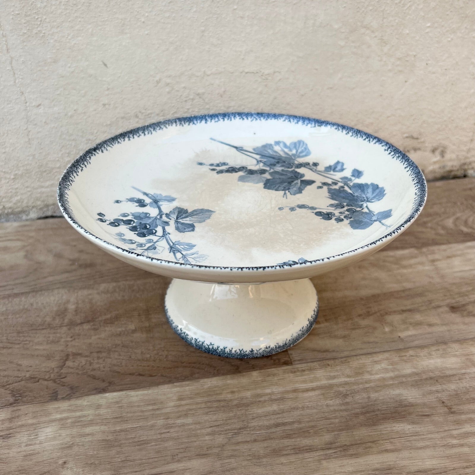 Vintage French Sarreguemines Compotier Groseilles Pattern Pedestal 12102418 Fleamarketfrance