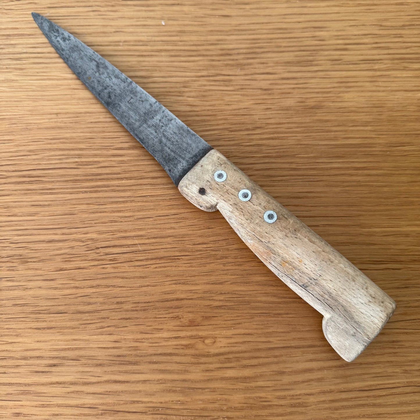 French Vintage Butcher Knife Wood Handle Carbon Steel Kitchen 11.5" 3007254 Unbranded