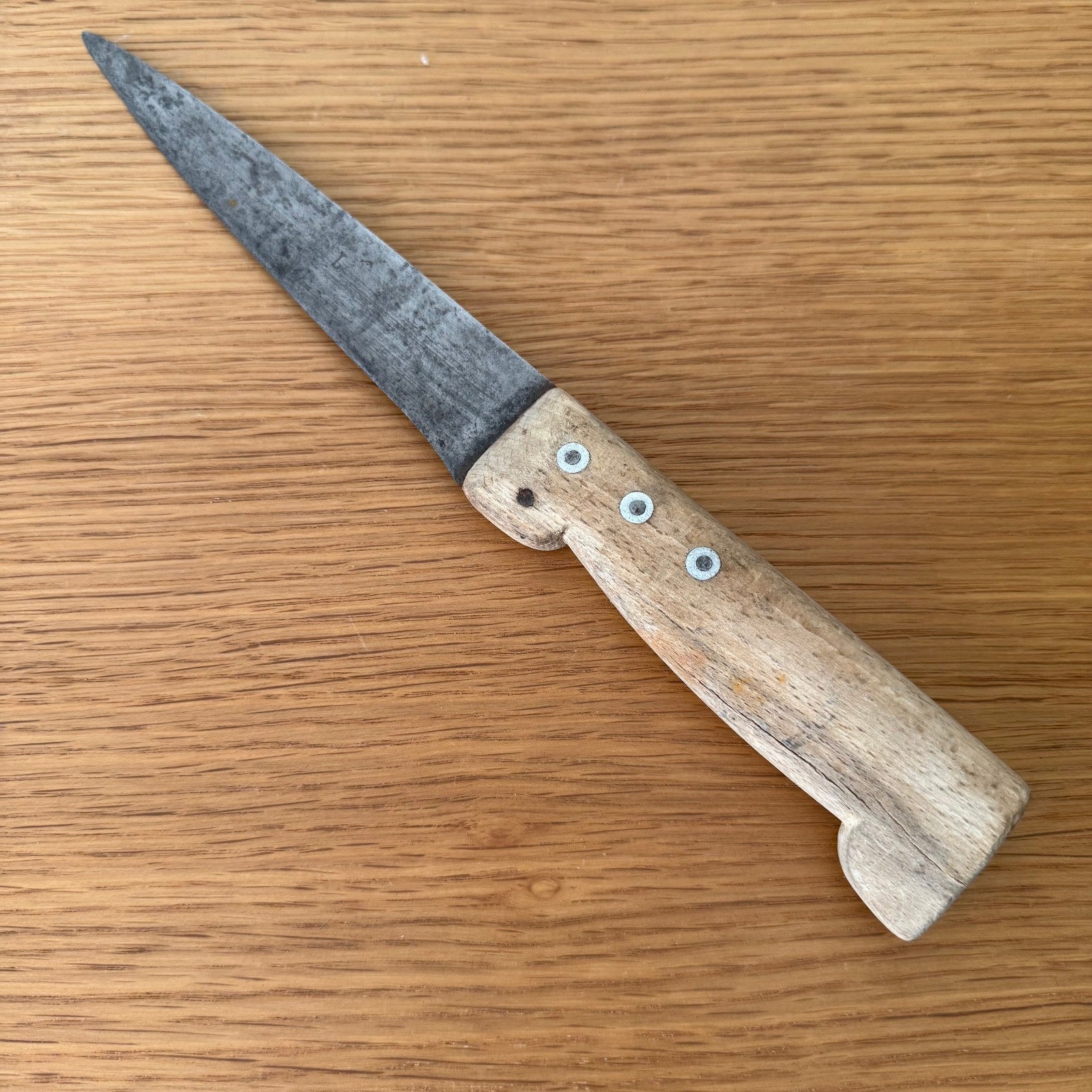 French Vintage Butcher Knife Wood Handle Carbon Steel Kitchen 11.5" 3007254 Unbranded