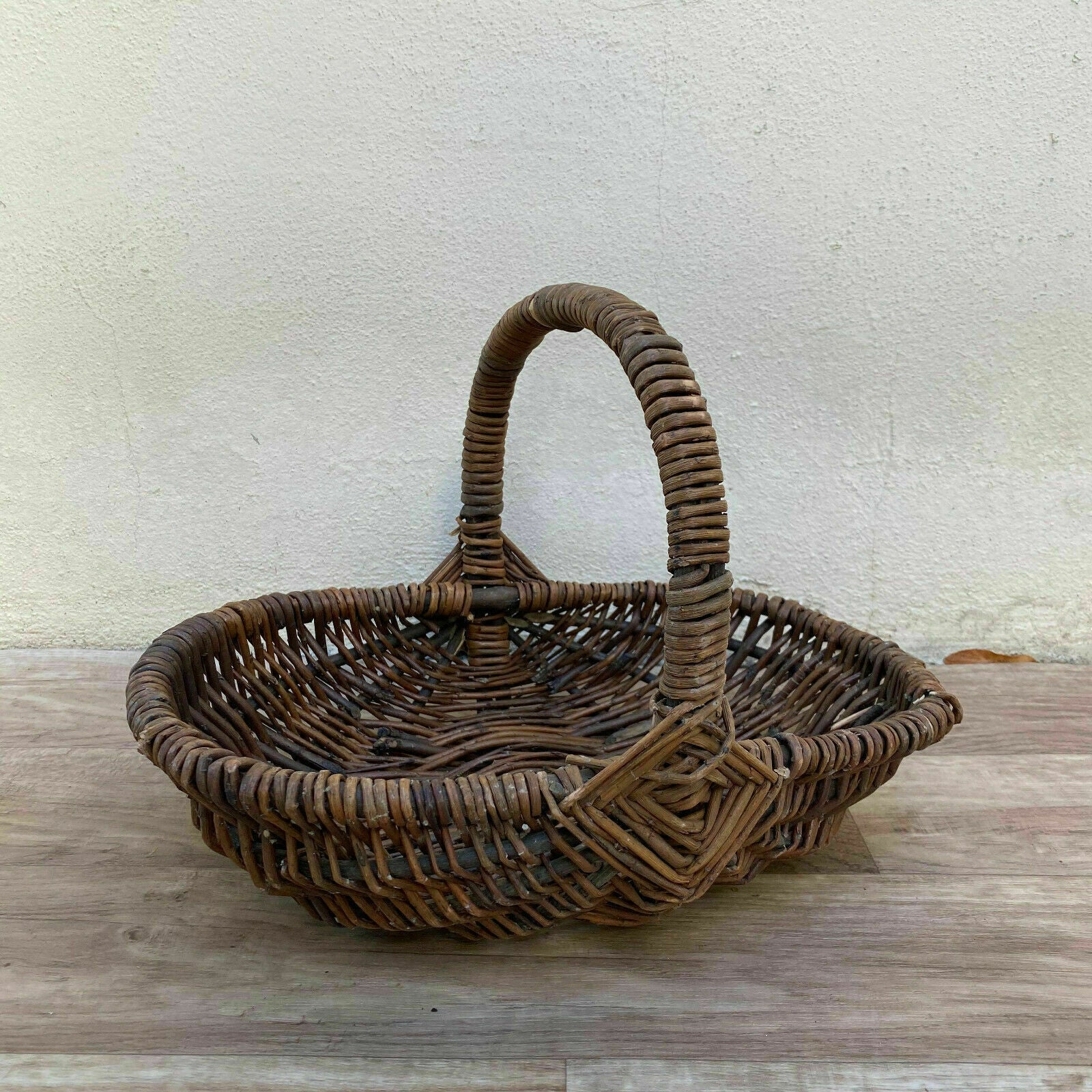 French Wood Basket market fruits Mushrooms Chic Vintage Woven Rattan 3007221 - Fleamarketfrance